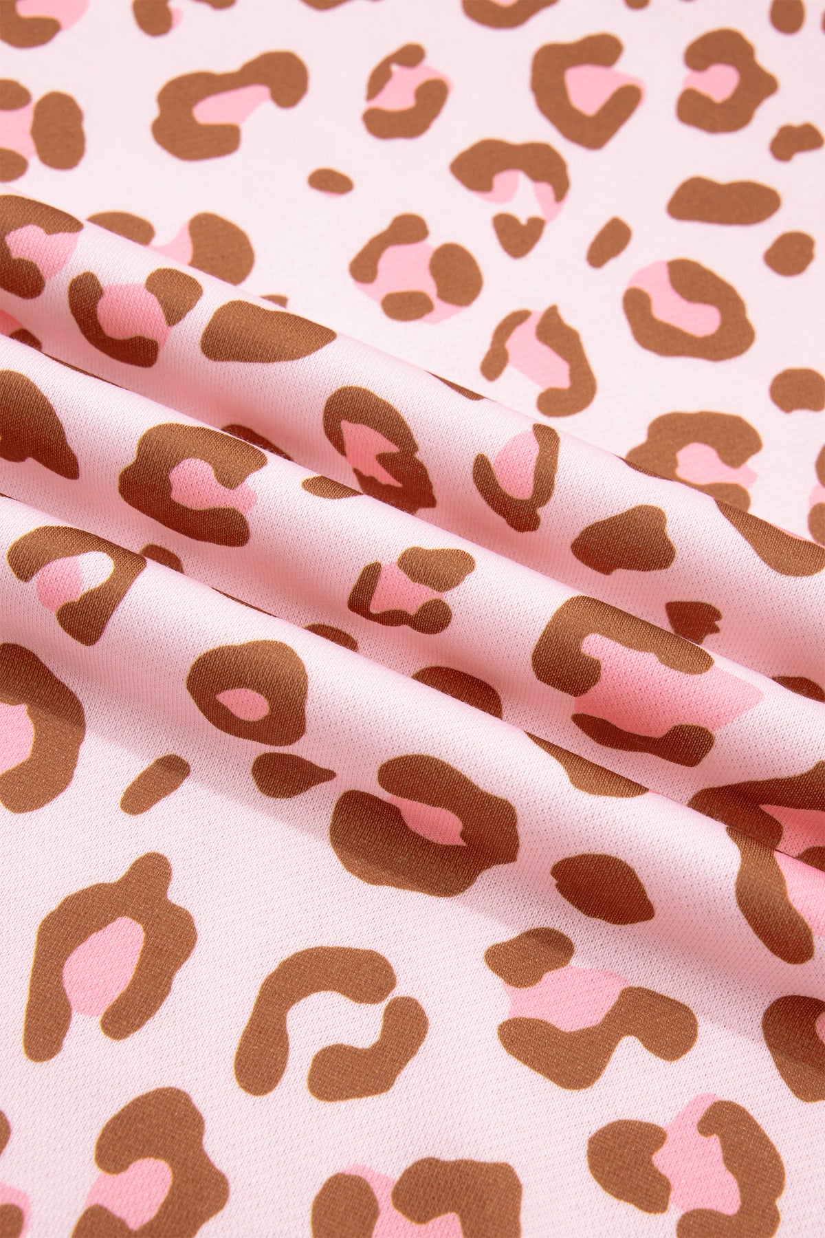Pink Leopard Polka Dot Colorblock Trim Long Sleeve Top PREORDER ETA 3 WEEKS