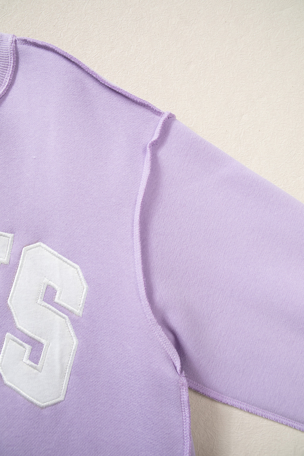 Orchid Bouquet JESUS Letter Patch Graphic Exposed Seam Mock Neck Baggy Sweatshirt PREORDER ETA 3 WEEKS