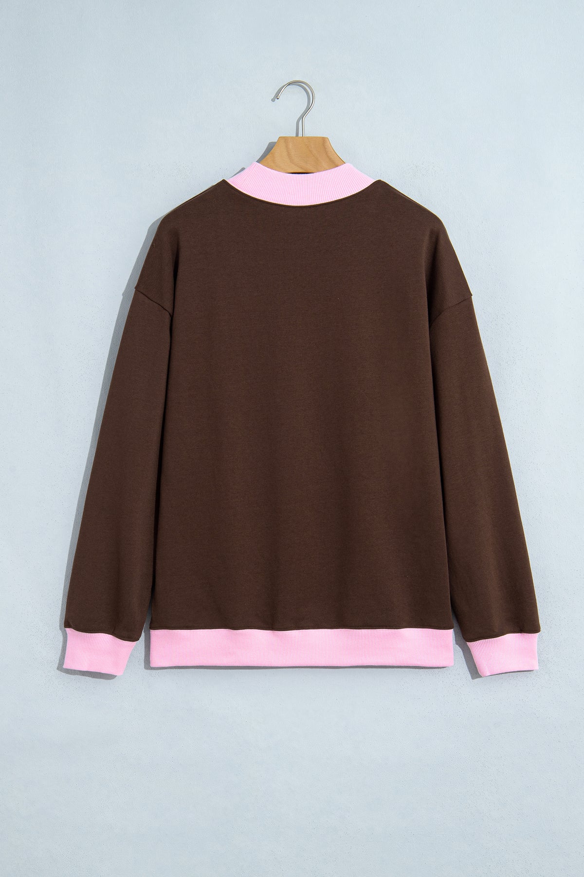 Coffee Polka Dot Letter Graphic Colorblock Tunic Sweatshirt PREORDER ETA 3 WEEKS