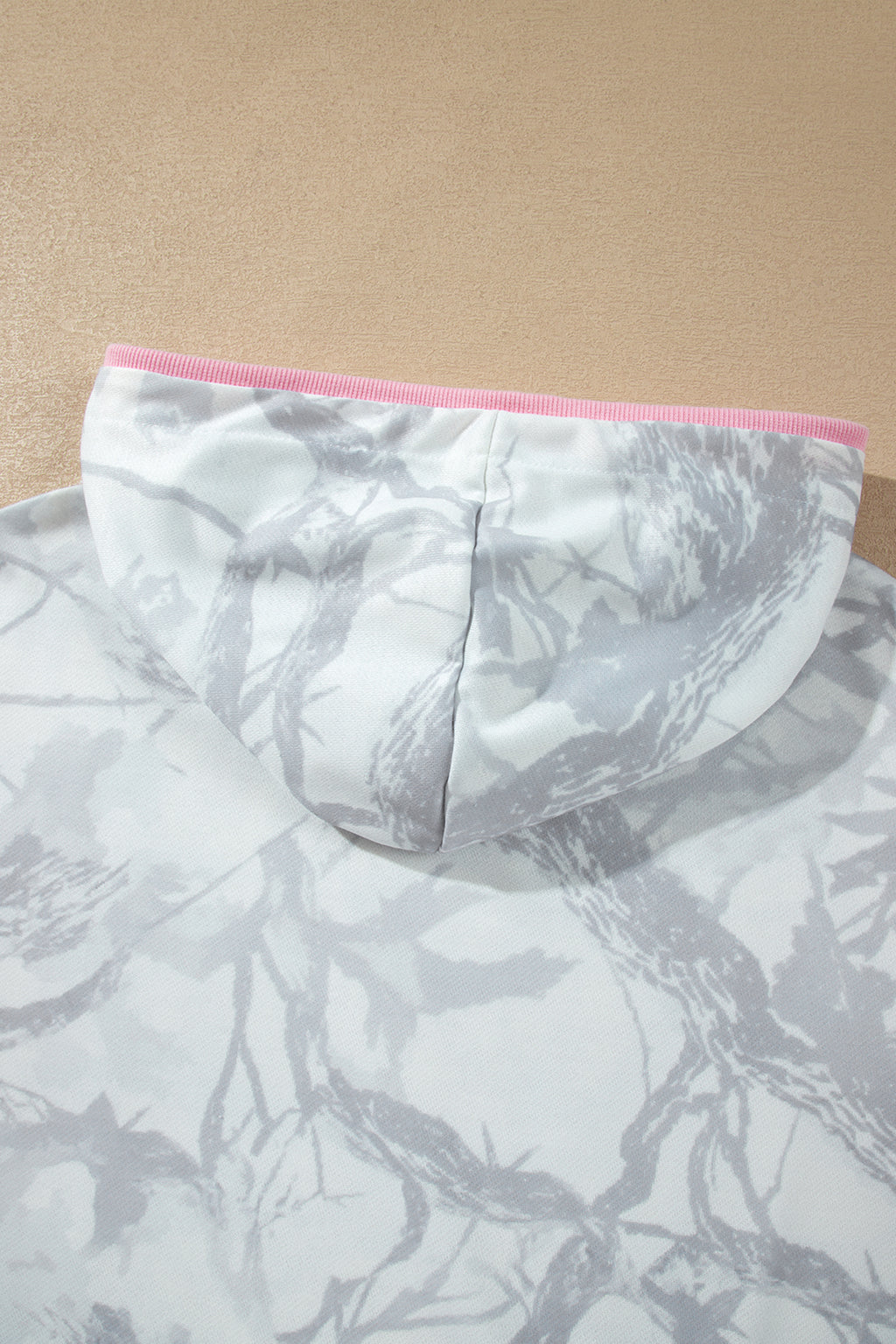 Gray Abstract Print Colorblock Long Sleeve Hoodie PREORDER ETA 3 WEEKS