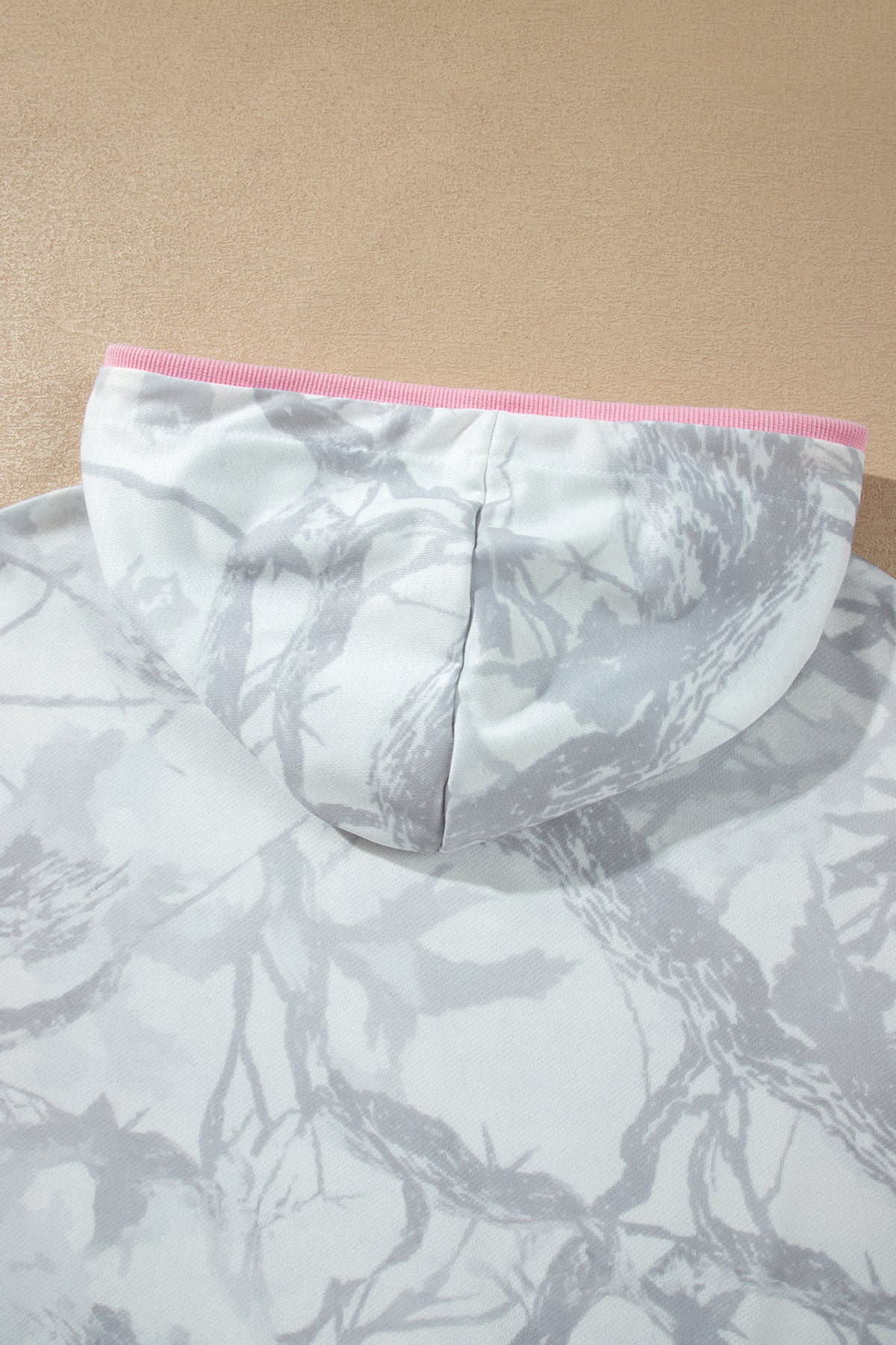 Gray Abstract Print Colorblock Long Sleeve Hoodie PREORDER ETA 3 WEEKS
