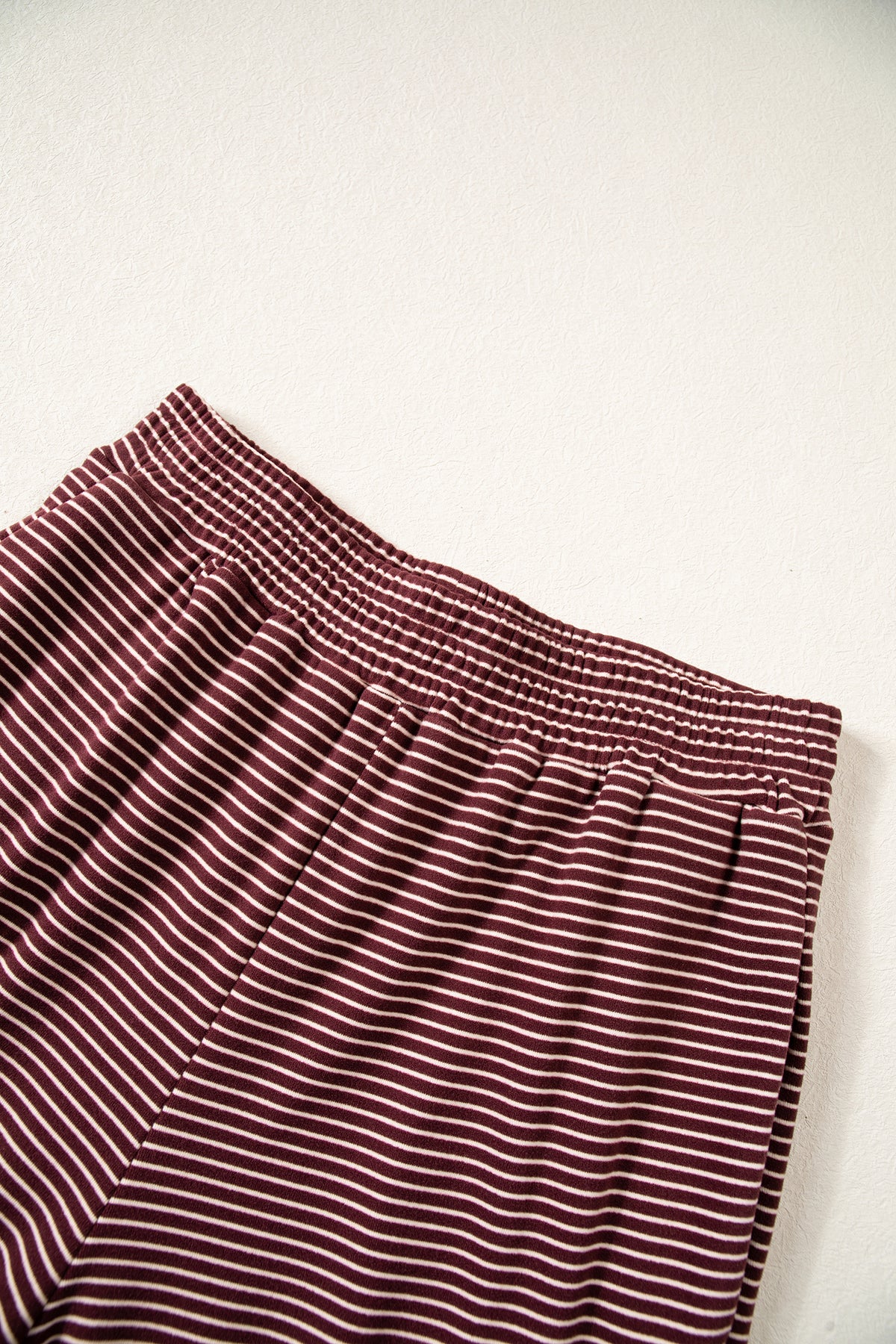 Stripe Contrast Trim Round Neck Oversize Long Sleeve Top 2pcs Pant Set PREORDER ETA 3 WEEKS