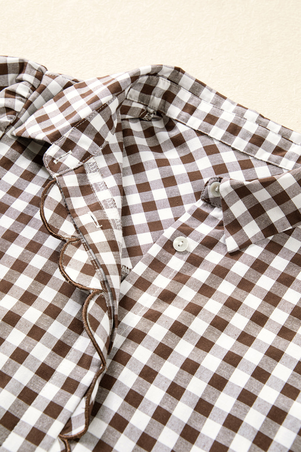 Brown Plaid Knot Half Sleeve Button Down Shirt PREORDER ETA 3 WEEKS