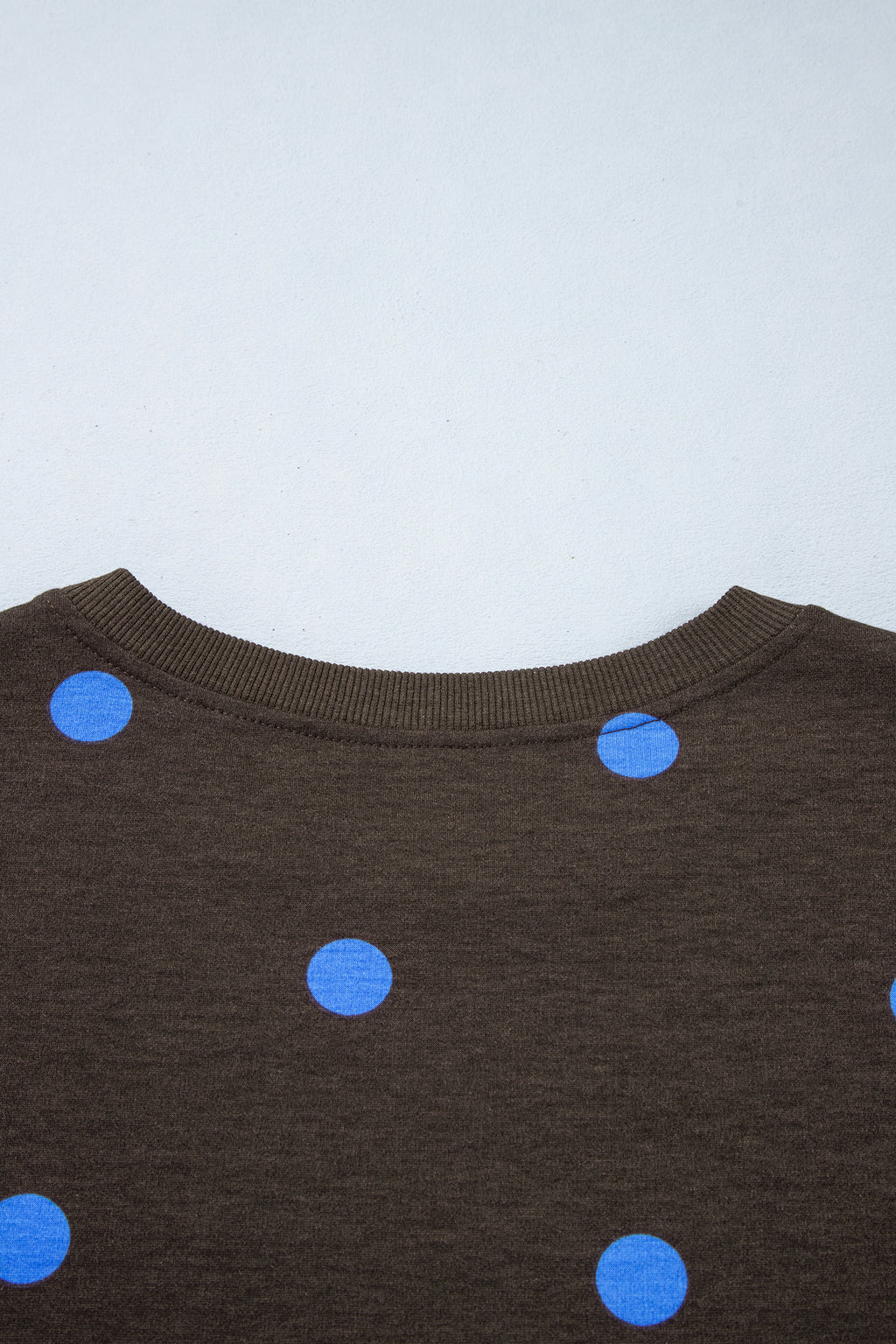 Brown Polka Dot Print Varsity Striped Detail Long Sleeve Top Short Set PREORDER ETA 3 WEEKS