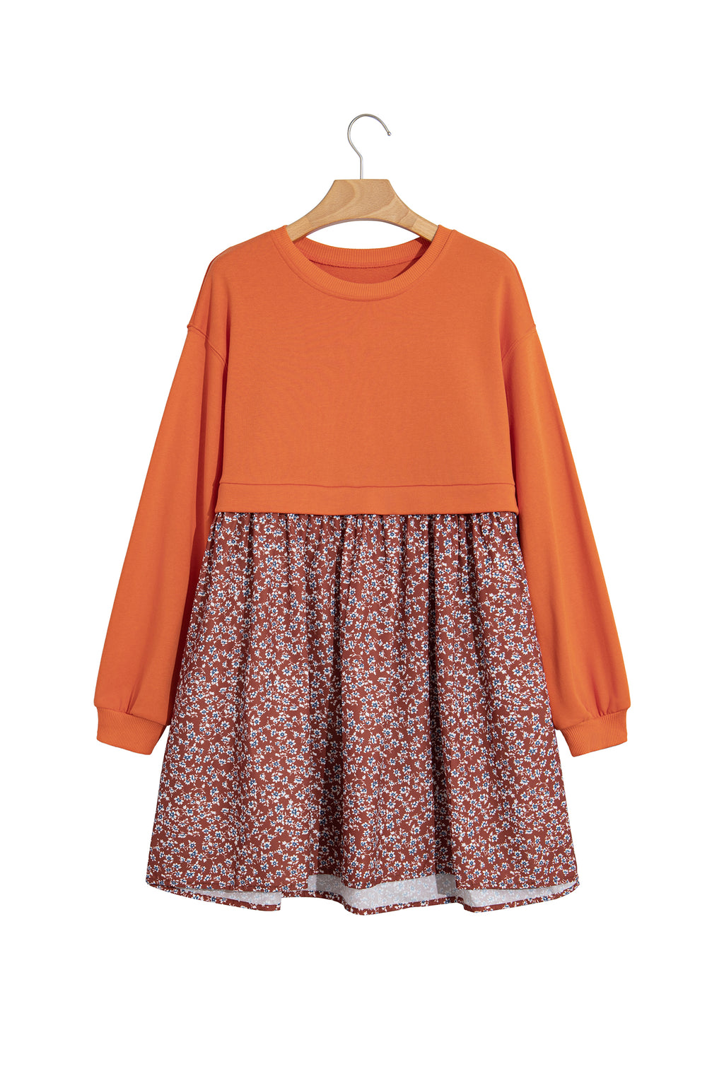 Orange Solid Long Sleeve Top Mini Dress PREORDER ETA 3 WEEKS