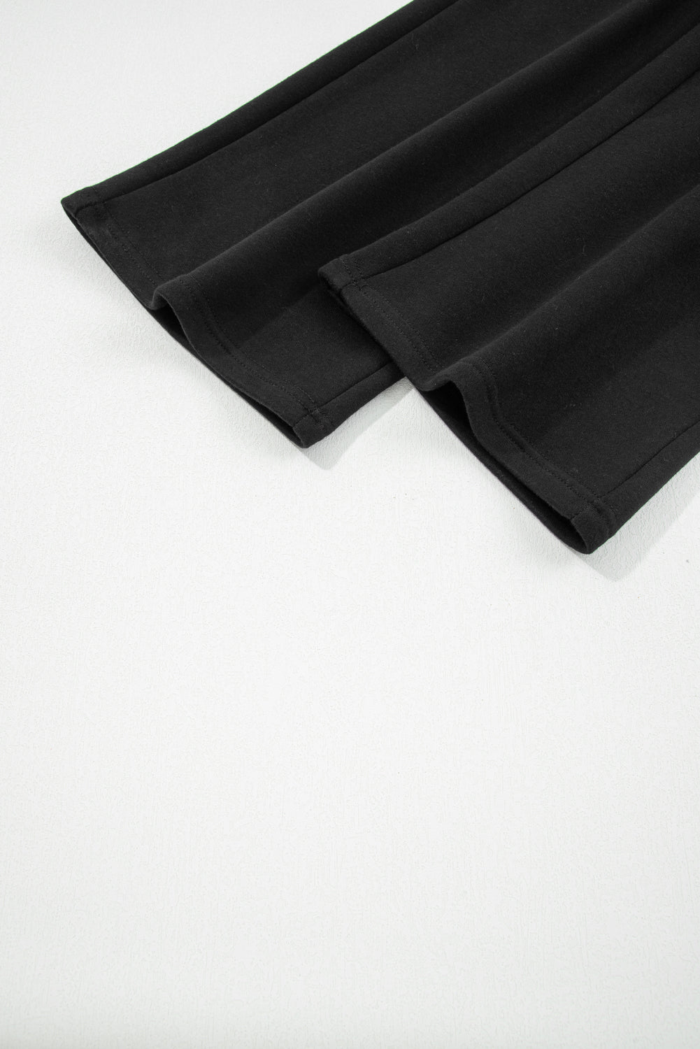 Black Fleece Lined Leopard Drawstring Elastic Waist Solid Pants