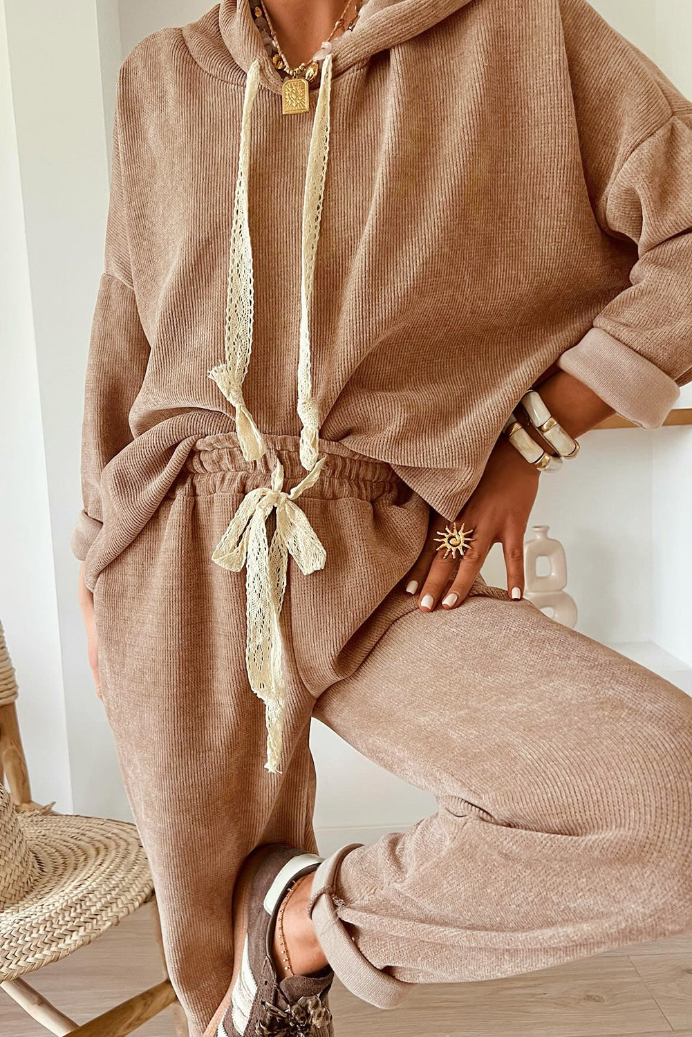 Leopard Drawstring Pullover Hoodie and High Waist Pants PREORDER ETA 3 WEEKS