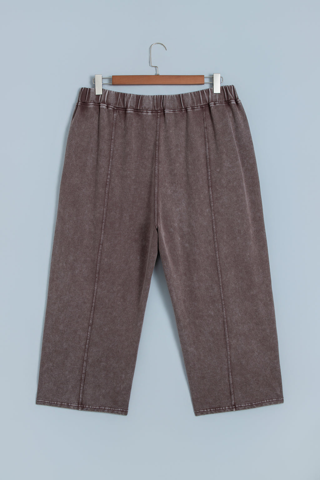 Coffee 100% Cotton Mineral Wash Elastic Waistband Plus Size Barrel Pants PREORDER ETA 3 WEEKS