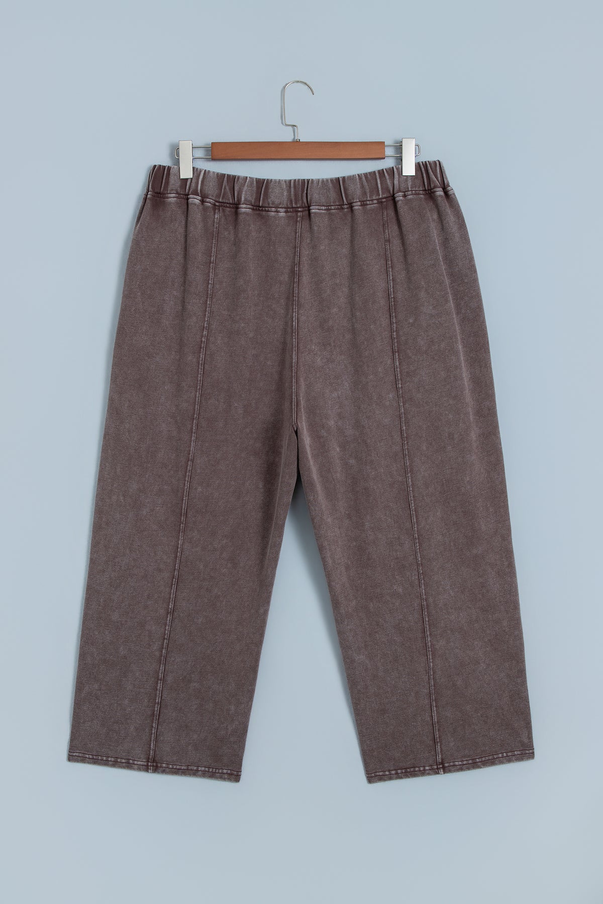 Coffee 100% Cotton Mineral Wash Elastic Waistband Plus Size Barrel Pants PREORDER ETA 3 WEEKS
