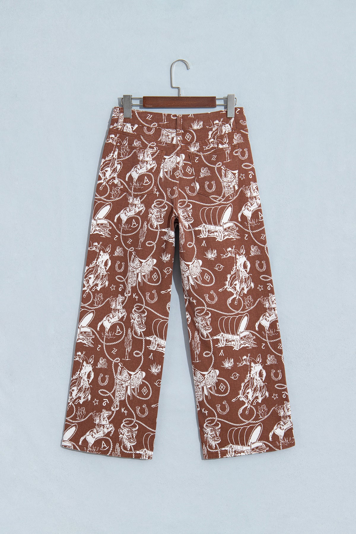 Brown Western Print Casual Shift Jeans PREORDER ETA 3 WEEKS