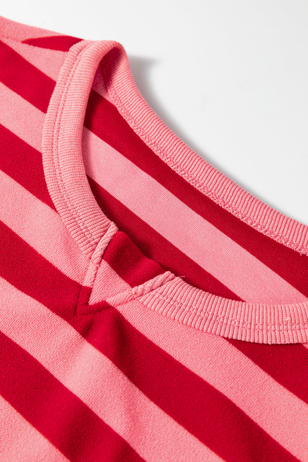 Red Stripe Two-Piece Drop Shoulder Pullover Loose Pants Set PREORDER ETA 3 WEEKS