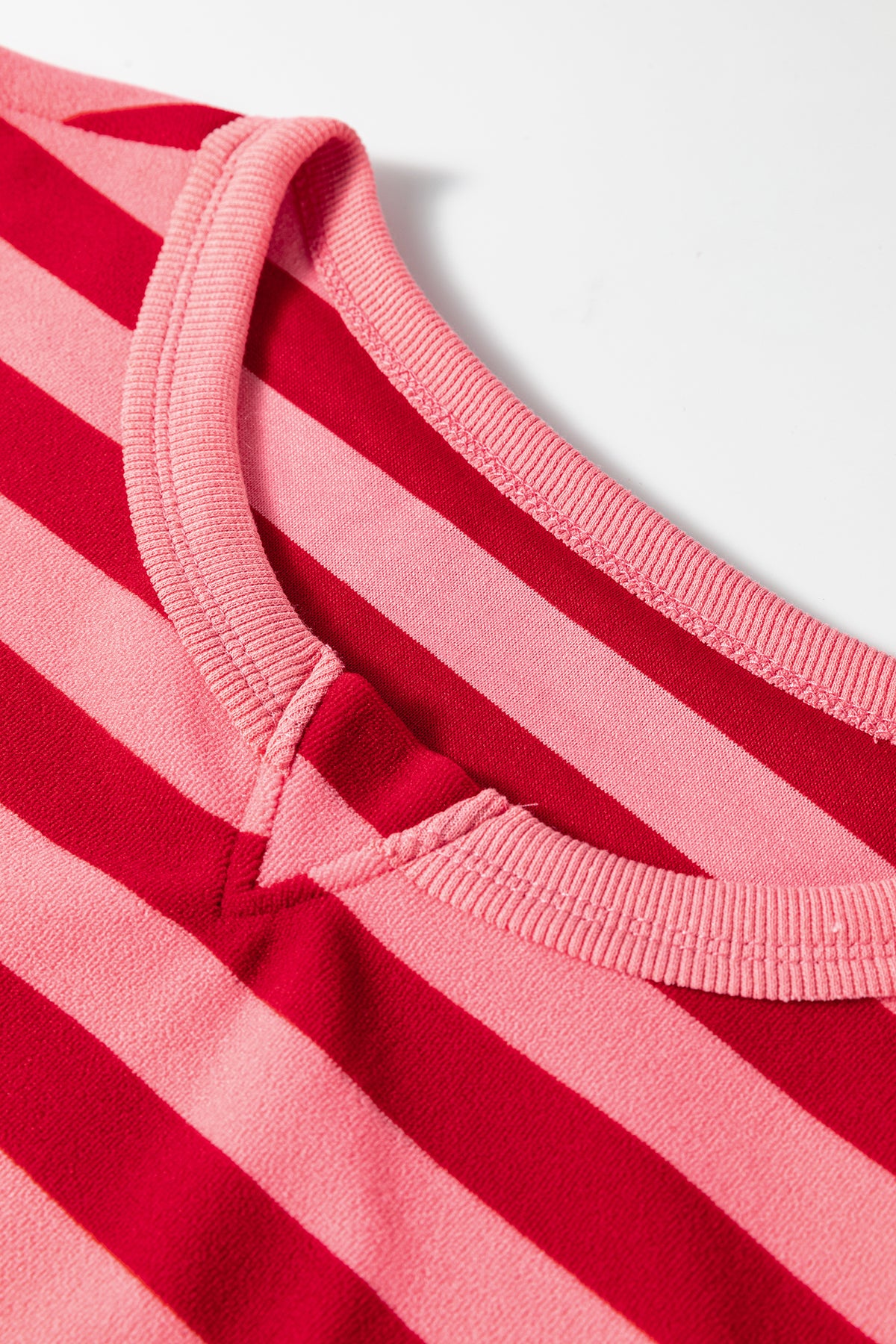 Red Stripe Two-Piece Drop Shoulder Pullover Loose Pants Set PREORDER ETA 3 WEEKS