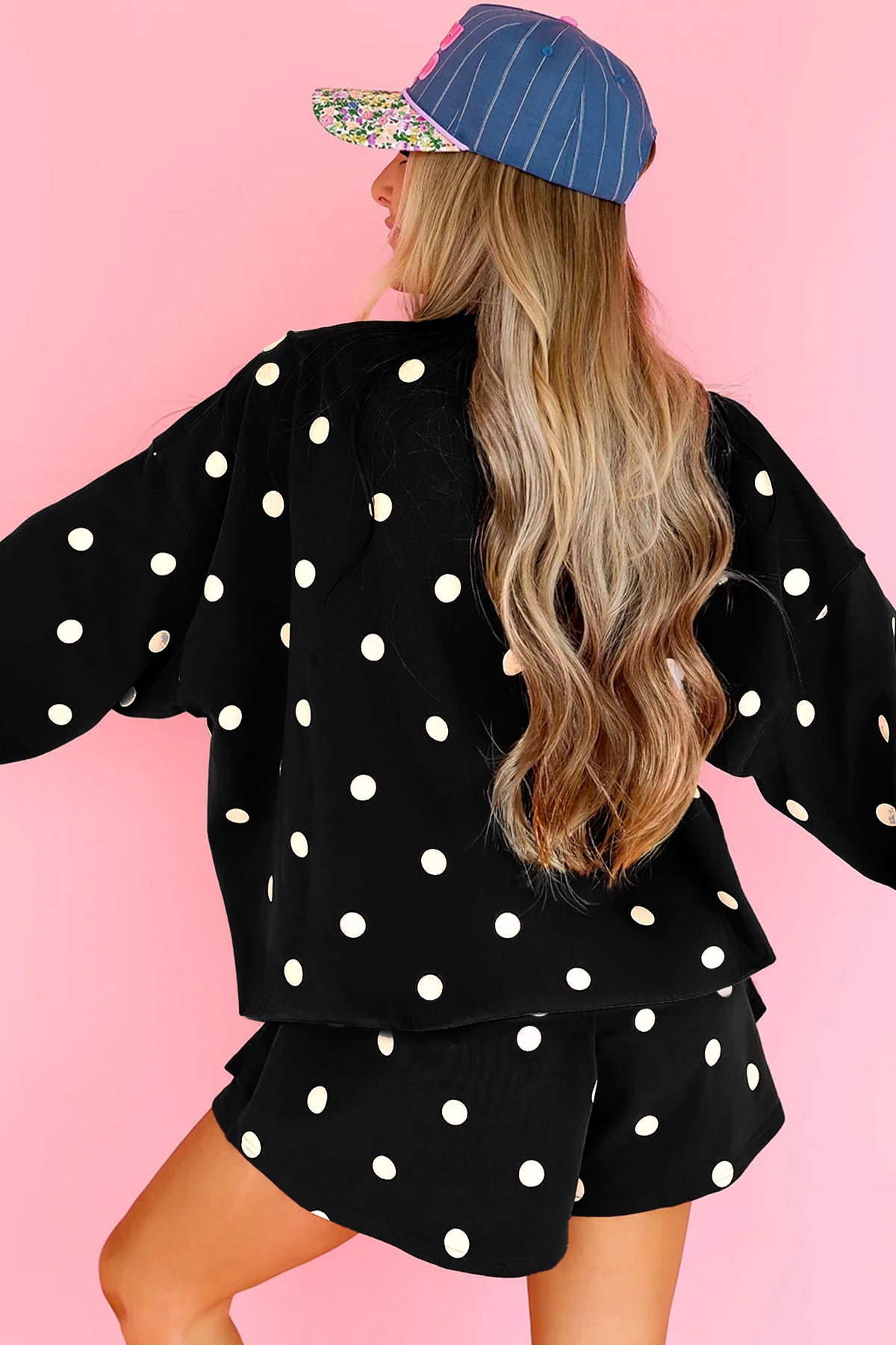 Red Polka Dot Raw Hem Relaxed Pullover Loose Skort Two Piece Set PREORDER ETA 3 WEEKS