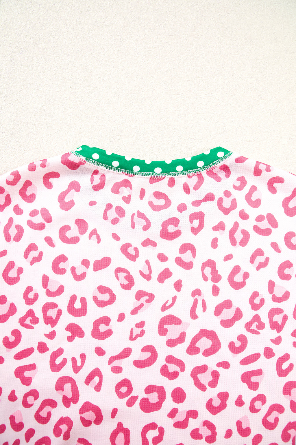 Pink Leopard Polka Dot Colorblock Trim Long Sleeve Top PREORDER ETA 3 WEEKS