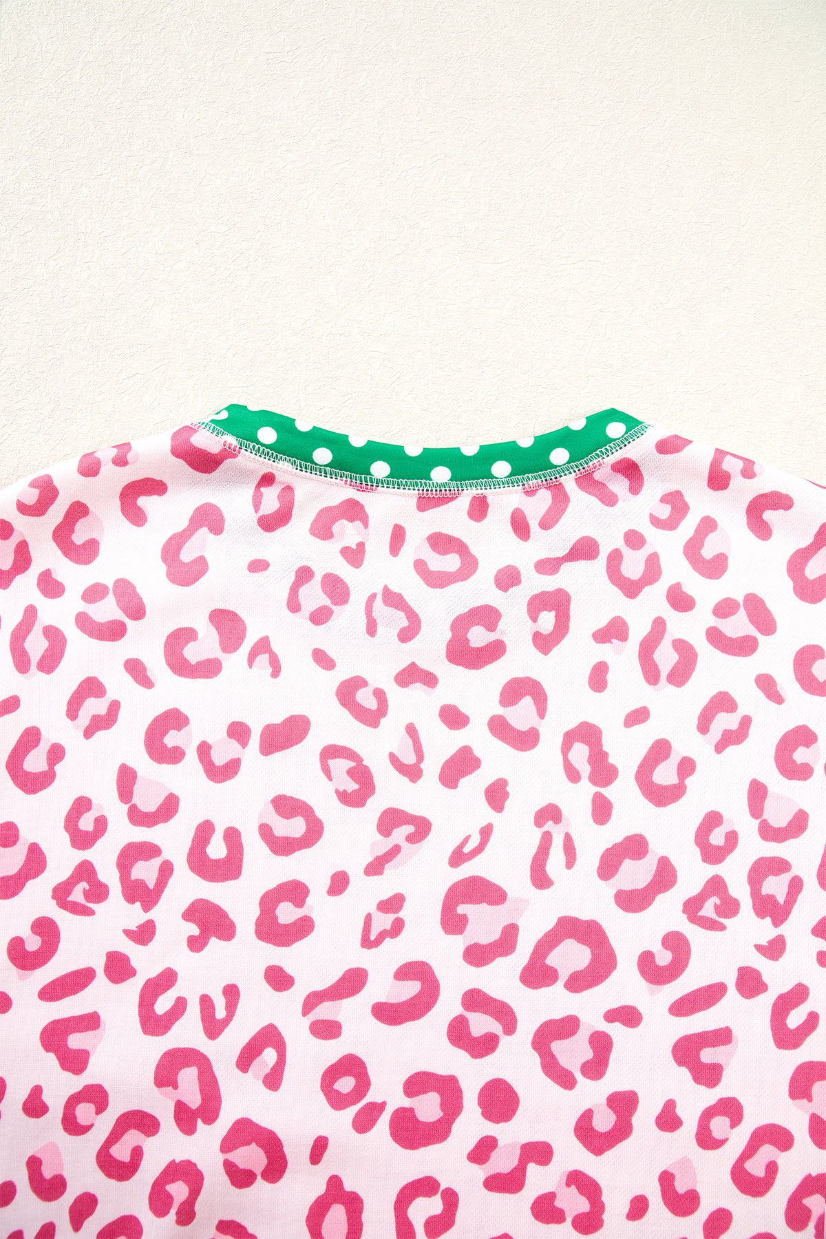 Pink Leopard Polka Dot Colorblock Trim Long Sleeve Top PREORDER ETA 3 WEEKS
