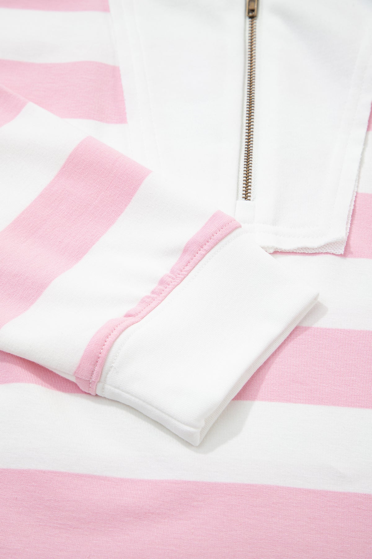 Pink Stripe Color Block Patchwork Zip Long Sleeve Top Elastic Waist Pants Set PREORDER ETA 3 WEEKS