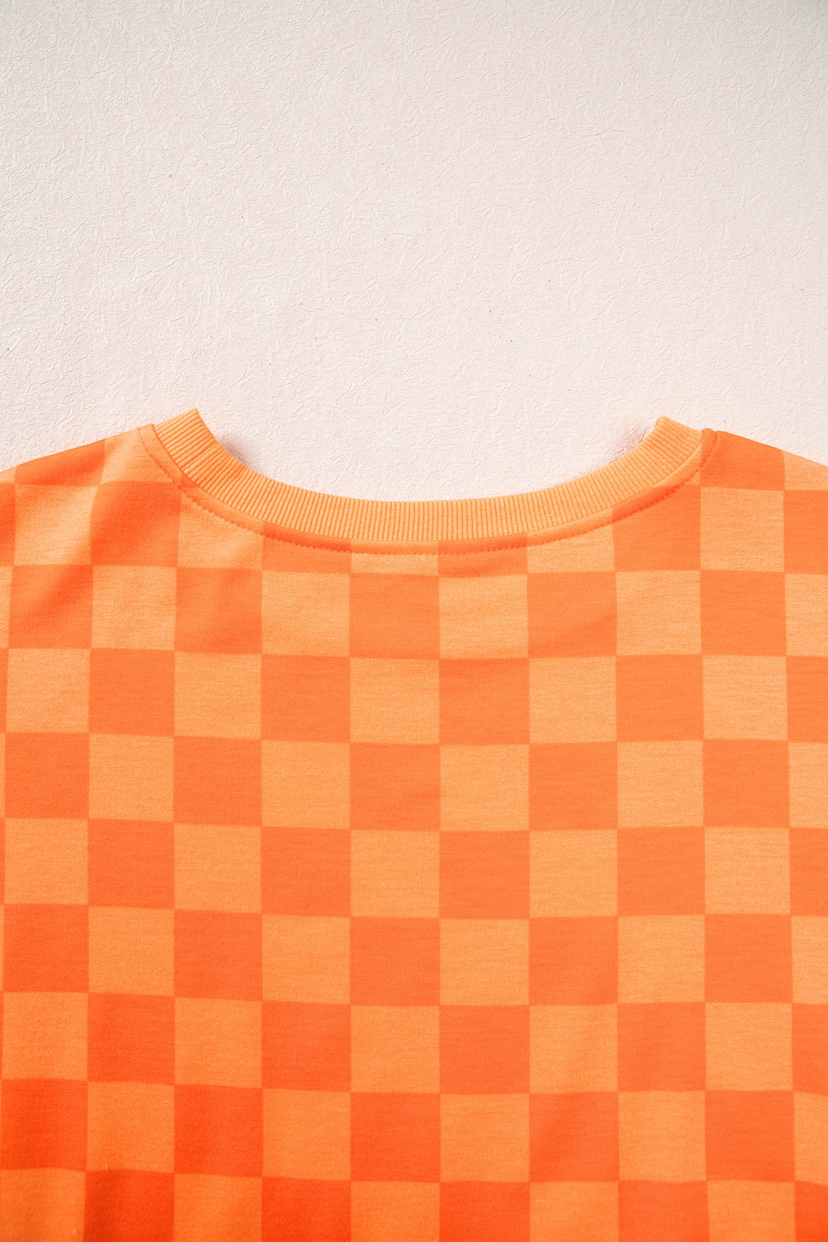 Orange Plaid Checkered Long Sleeve Crop Top Elastic Waist Shorts Two Piece Set PREORDER ETA 3 WEEKS