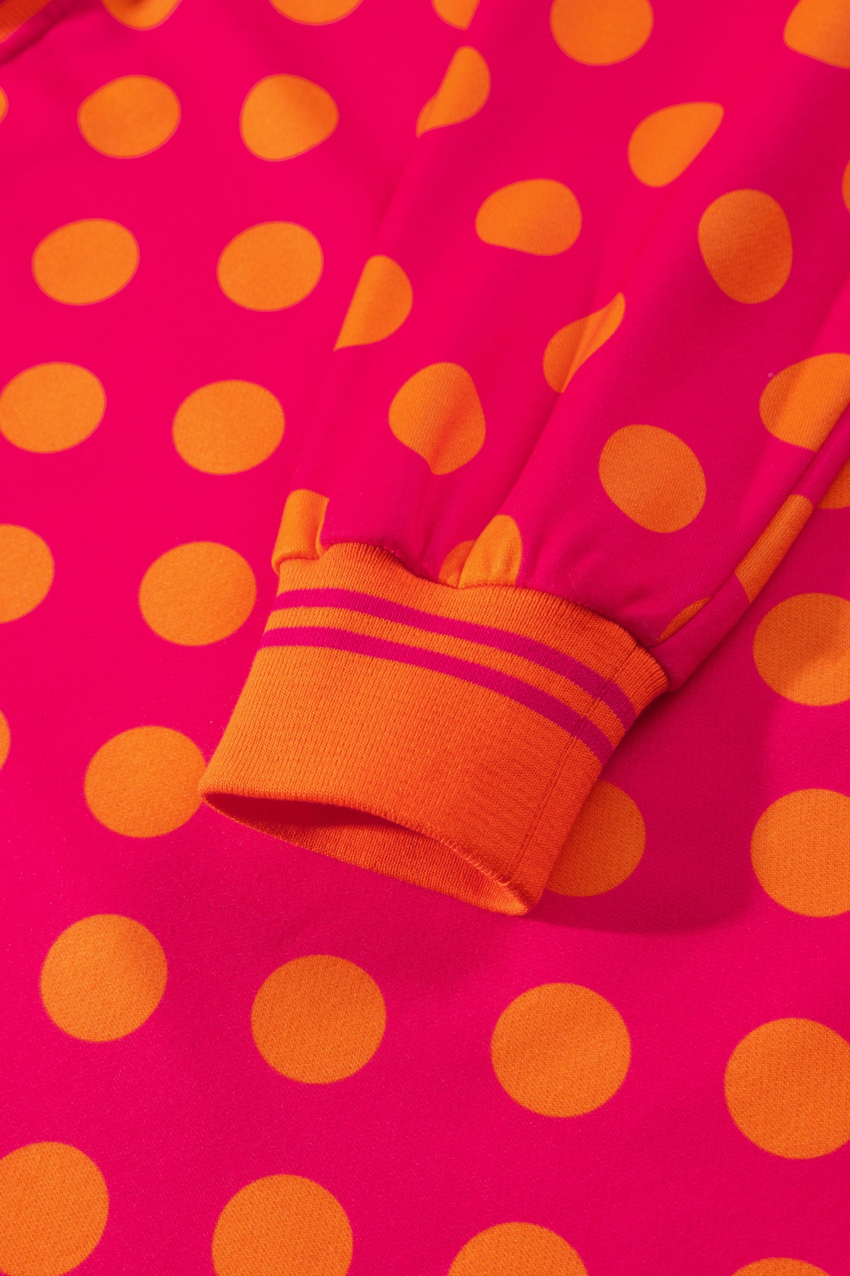 Rose Polka Dot Striped Trim Mock Neck Sweatshirt PREORDER ETA 3 WEEKS