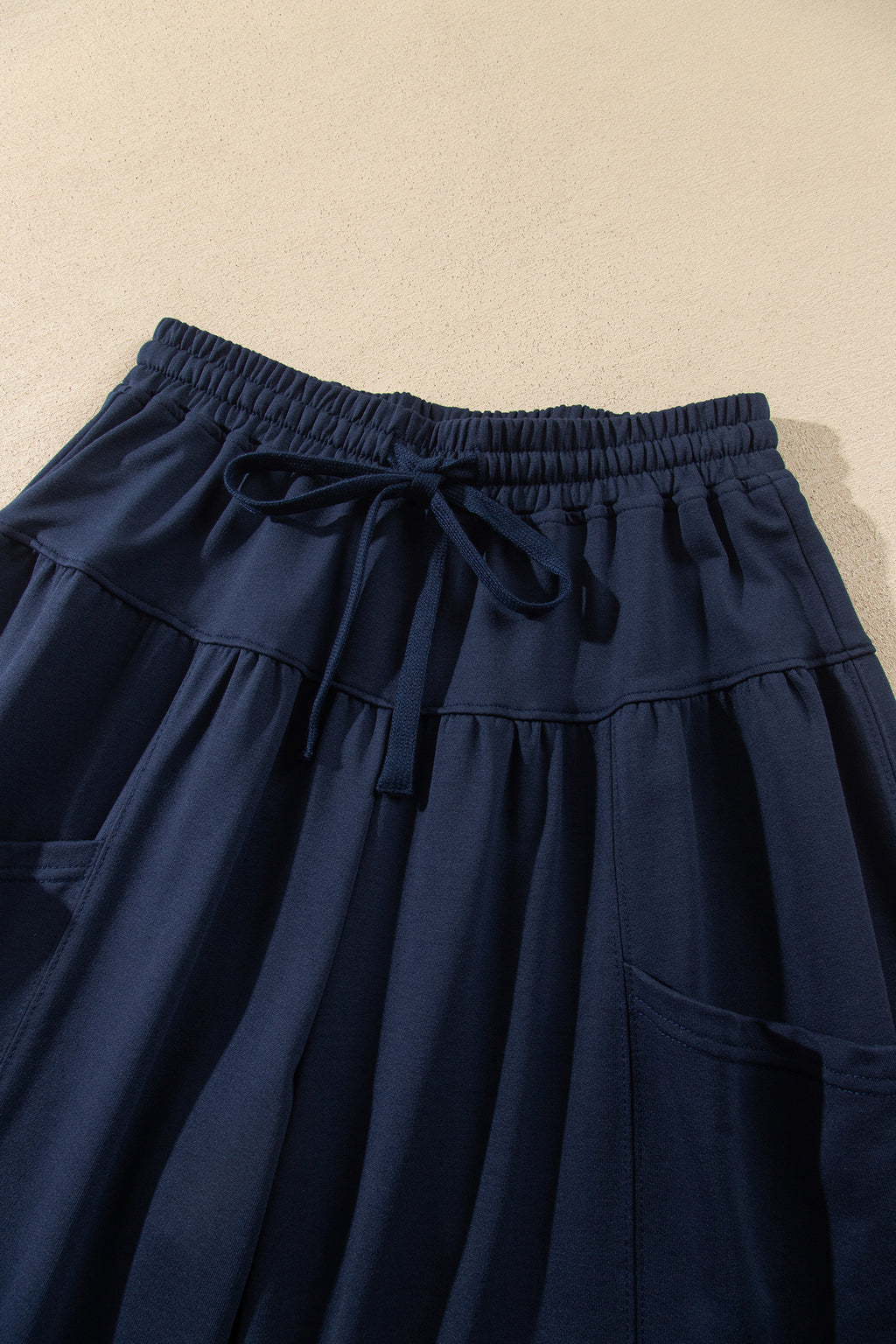 Dirty blue Elastic Waist Drawstring Wide Leg Full Length Pants PREORDER ETA 3 WEEKS