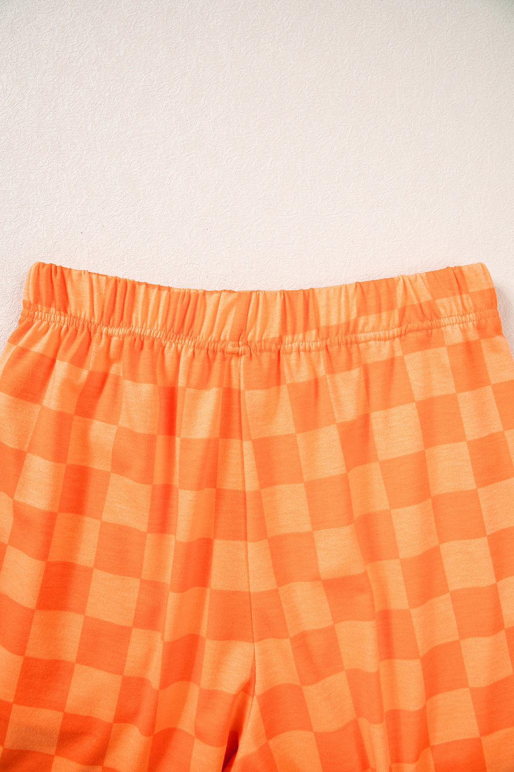 Orange Plaid Checkered Long Sleeve Crop Top Elastic Waist Shorts Two Piece Set PREORDER ETA 3 WEEKS