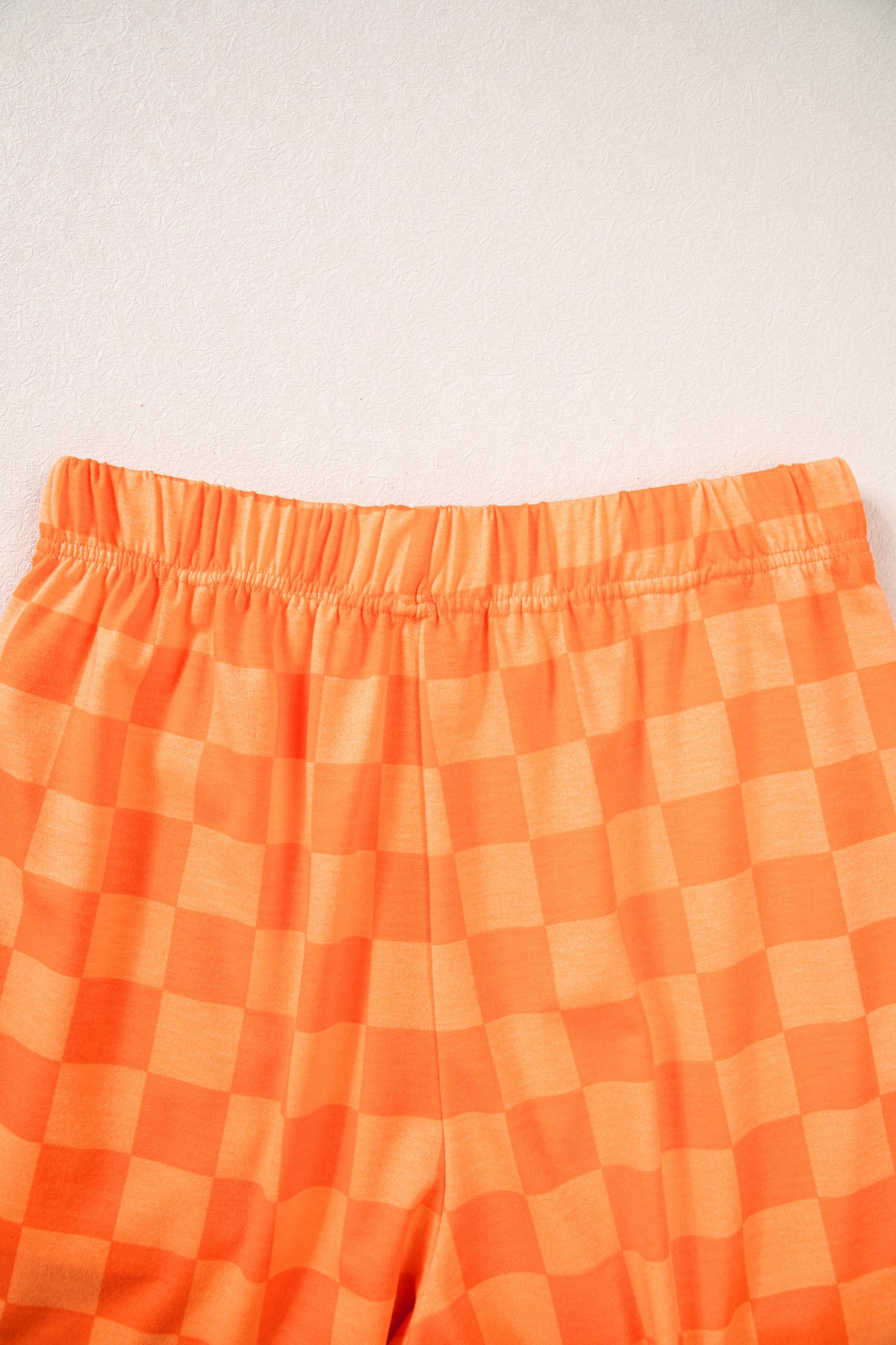 Orange Plaid Checkered Long Sleeve Crop Top Elastic Waist Shorts Two Piece Set PREORDER ETA 3 WEEKS