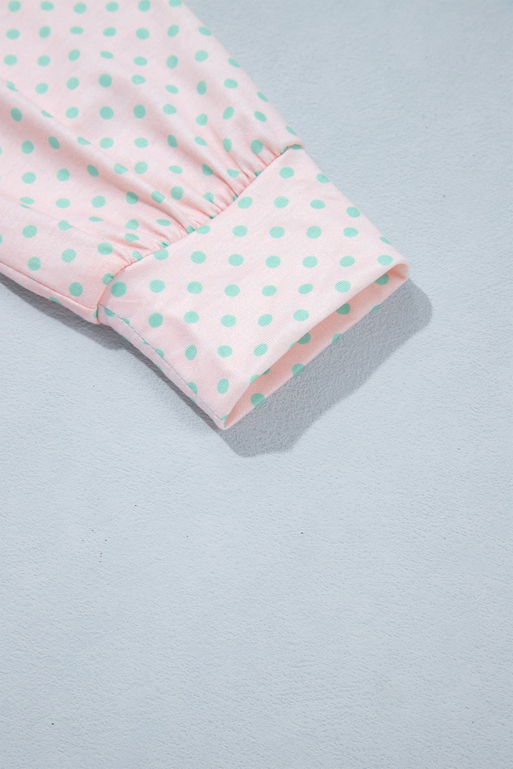 Pink Striped Polka Dot Patchwork Polo Collar Long Sleeve Top PREORDER ETA 3 WEEKS