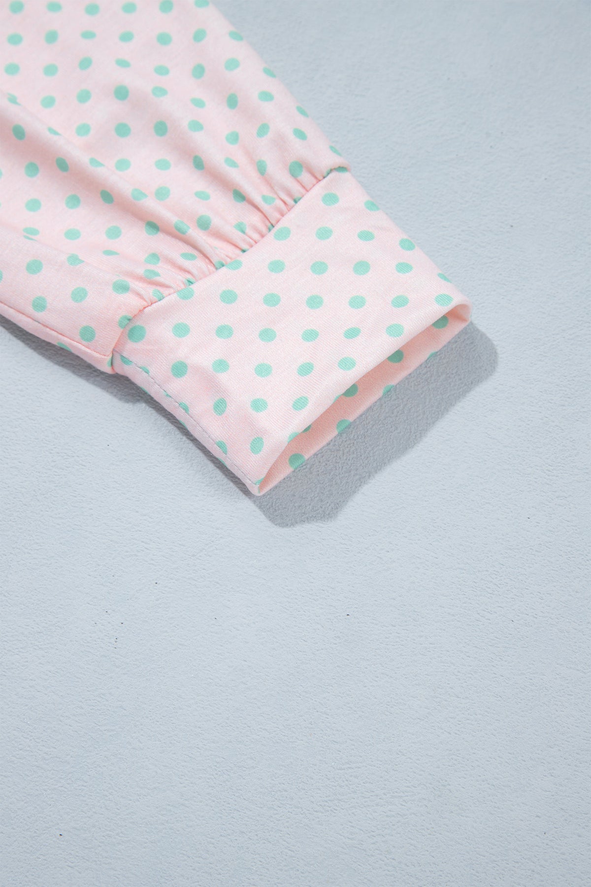 Pink Striped Polka Dot Patchwork Polo Collar Long Sleeve Top PREORDER ETA 3 WEEKS