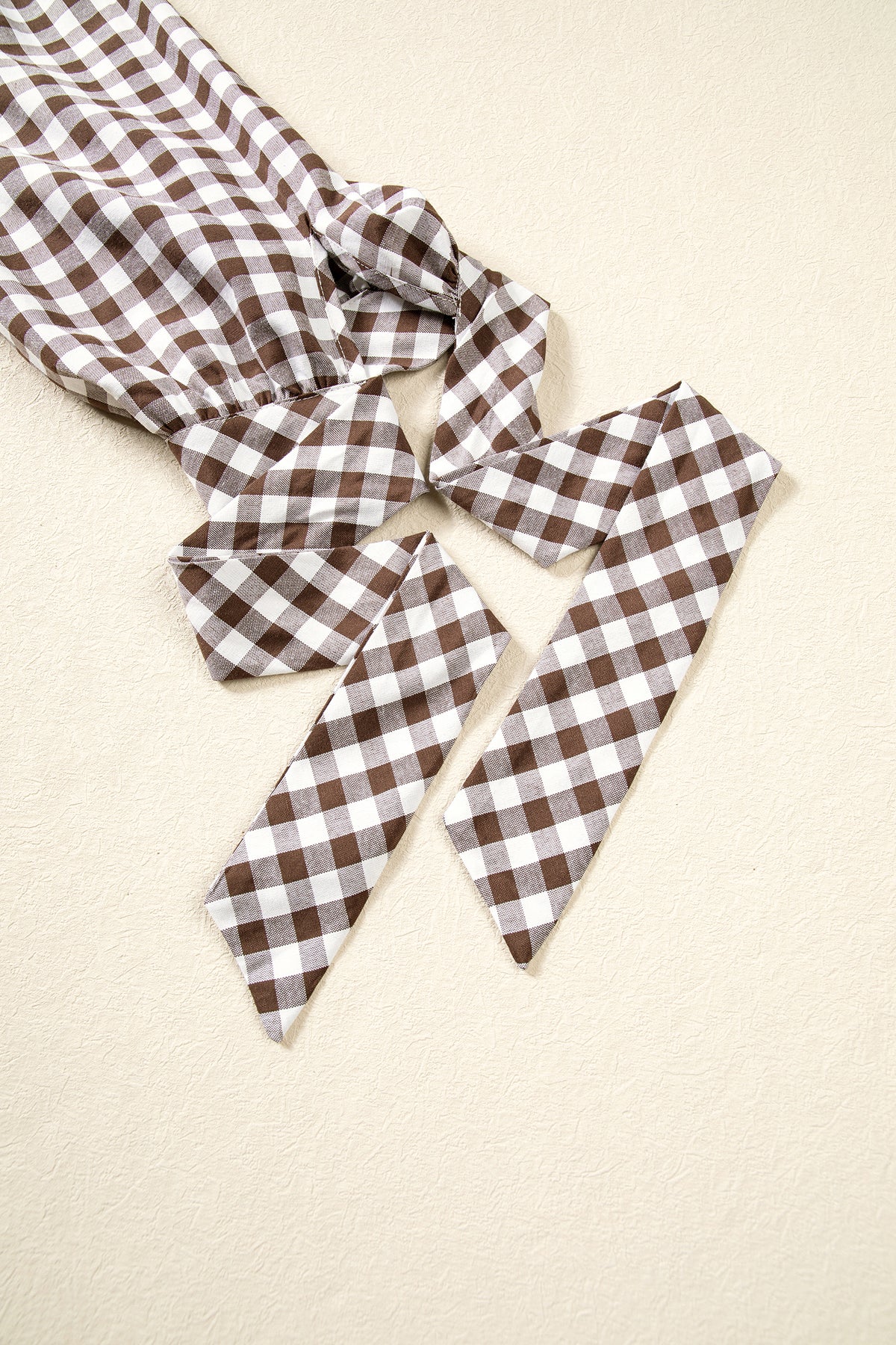 Brown Plaid Knot Half Sleeve Button Down Shirt PREORDER ETA 3 WEEKS
