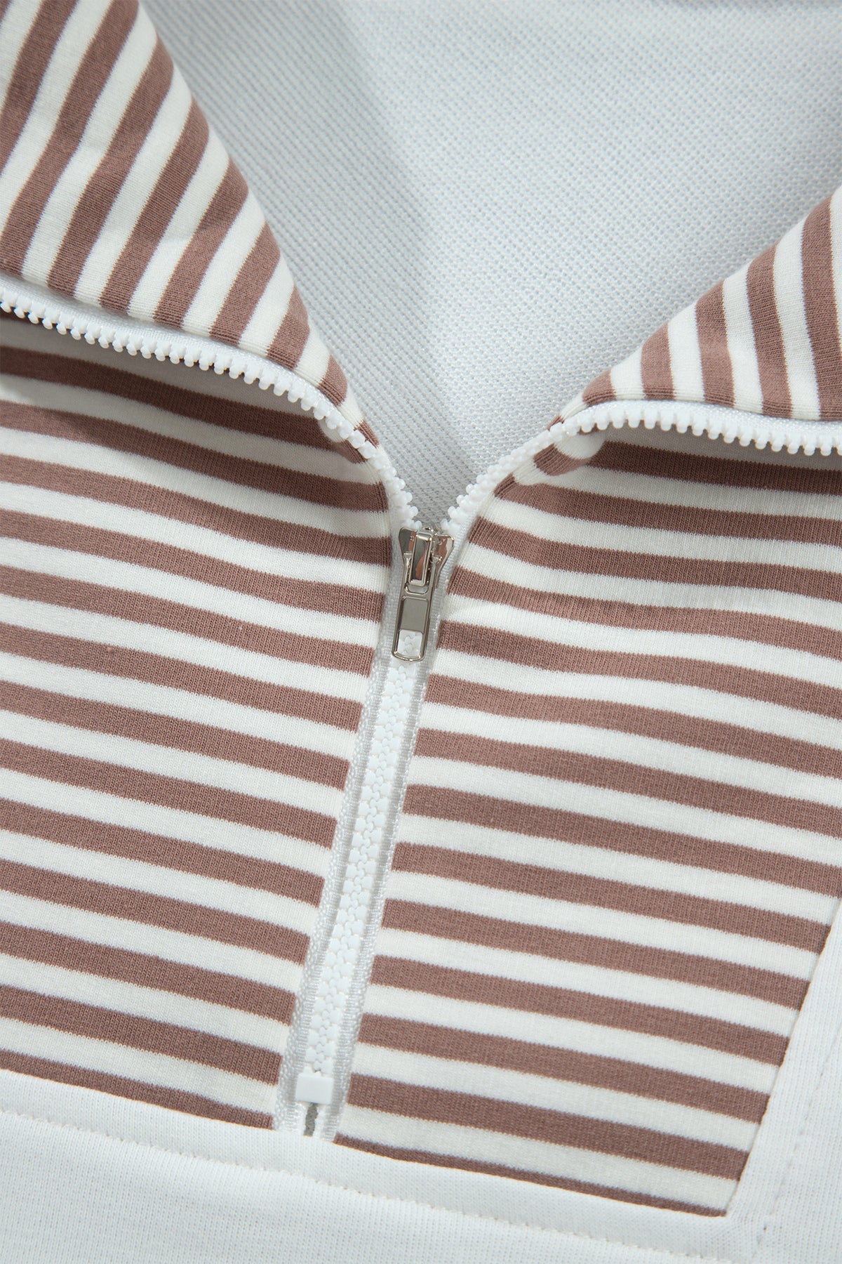 Khaki Stripe Color Block Patchwork Long Sleeve Top Drawstring Shorts Set PREORDER ETA 3 WEEKS