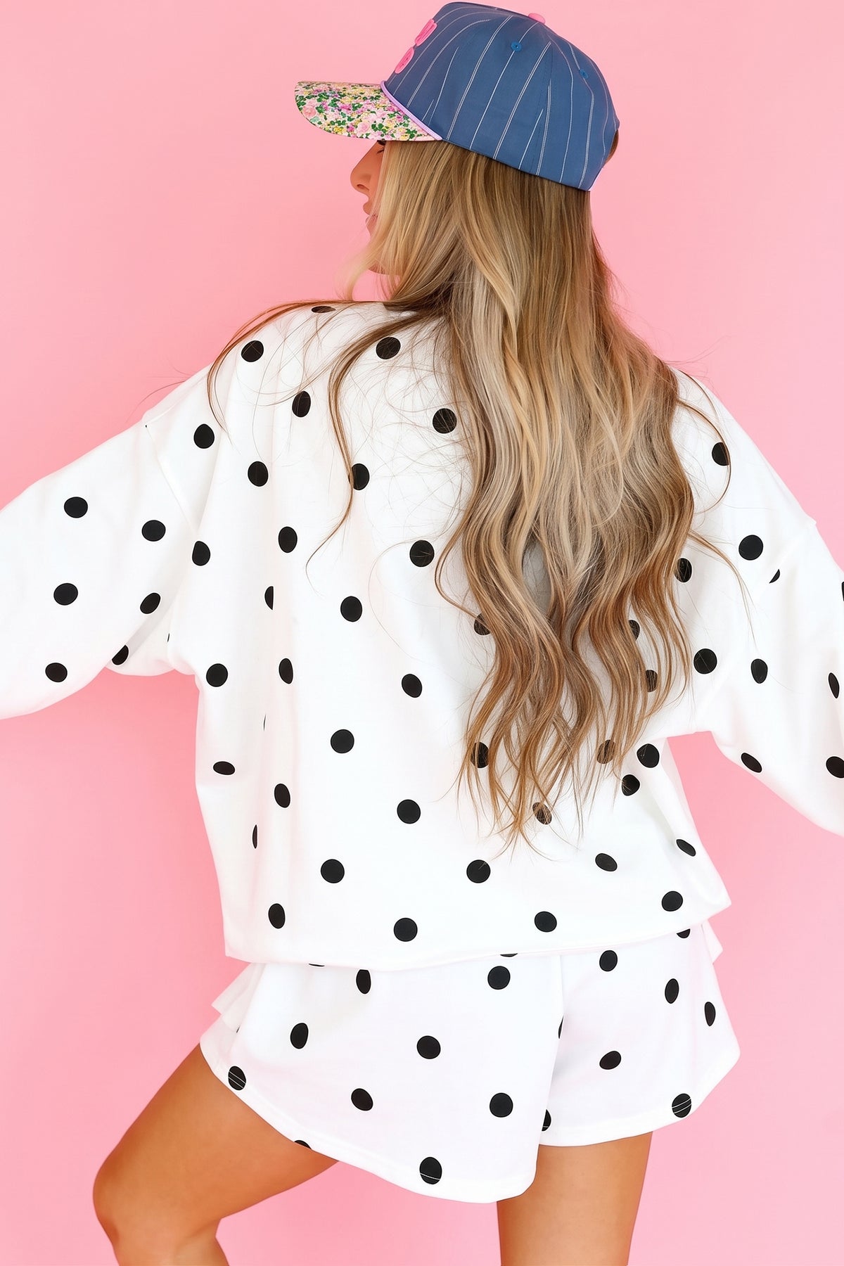 Red Polka Dot Raw Hem Relaxed Pullover Loose Skort Two Piece Set PREORDER ETA 3 WEEKS