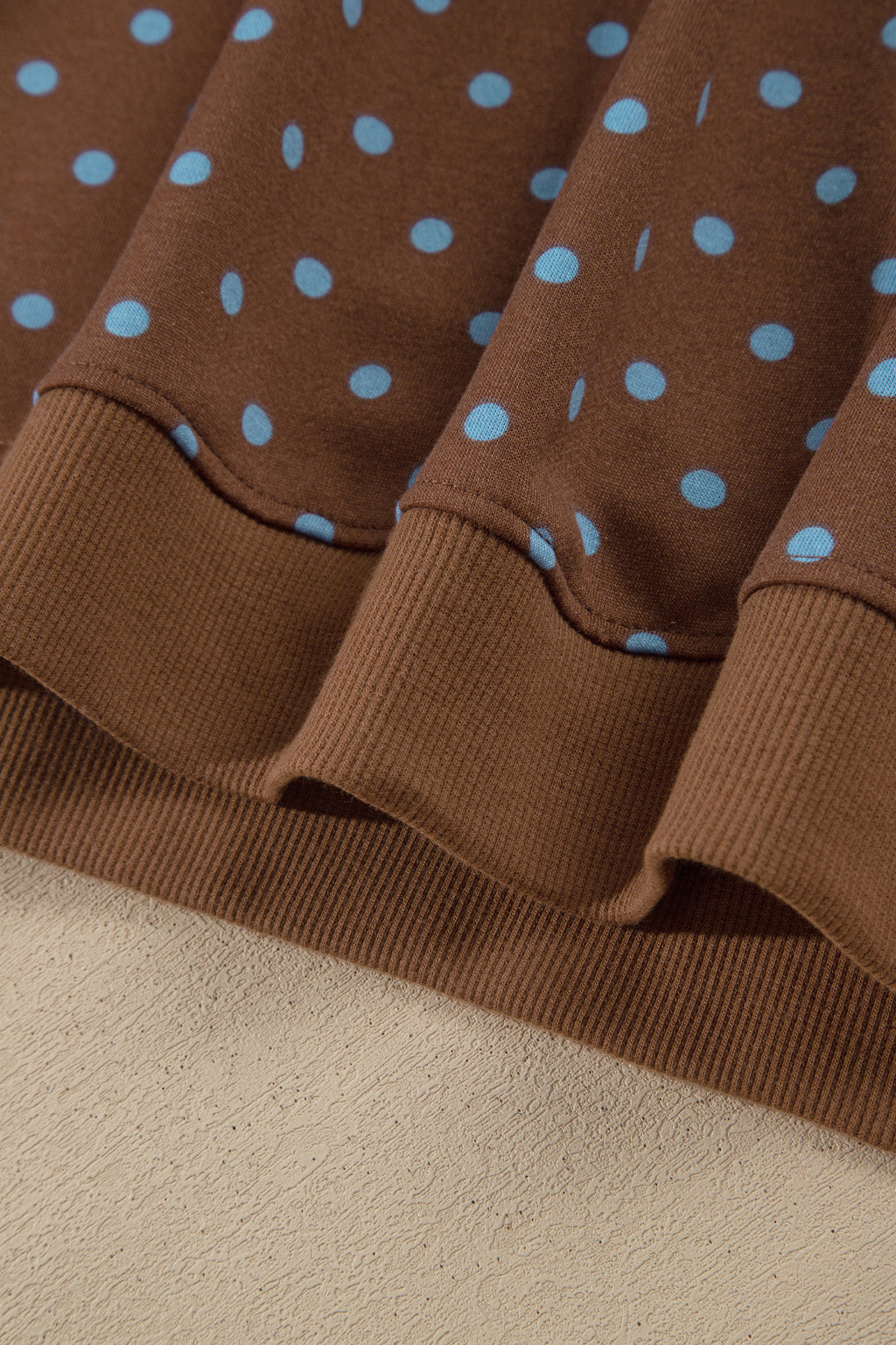 Brown Polka Dot Round Neck Long Sleeve Plus Size Set PREORDER ETA 3 WEEKS