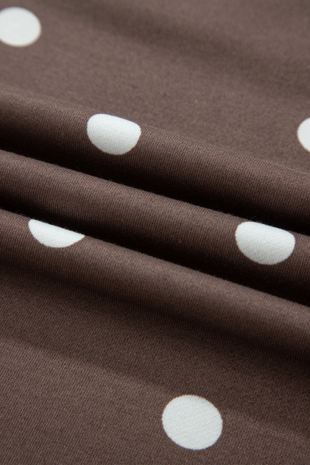 Brown Polka Dot Ribbed Trim Long Sleeve Top Casual Short Set PREORDER ETA 3 WEEKS