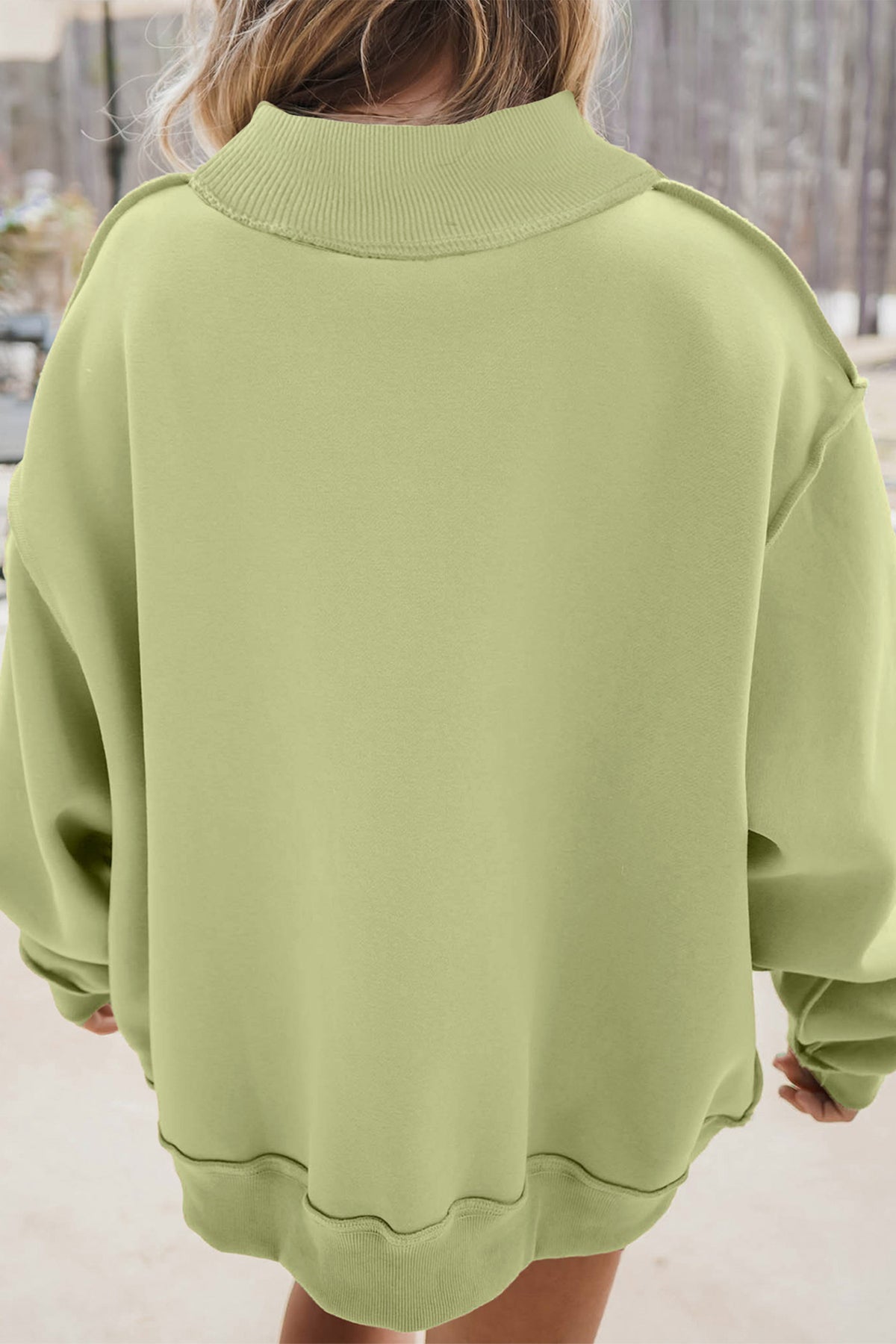 Meadow Mist Green JESUS Letter Patch Graphic Exposed Seam Mock Neck Baggy Sweatshirt PREORDER ETA 3 WEEKS