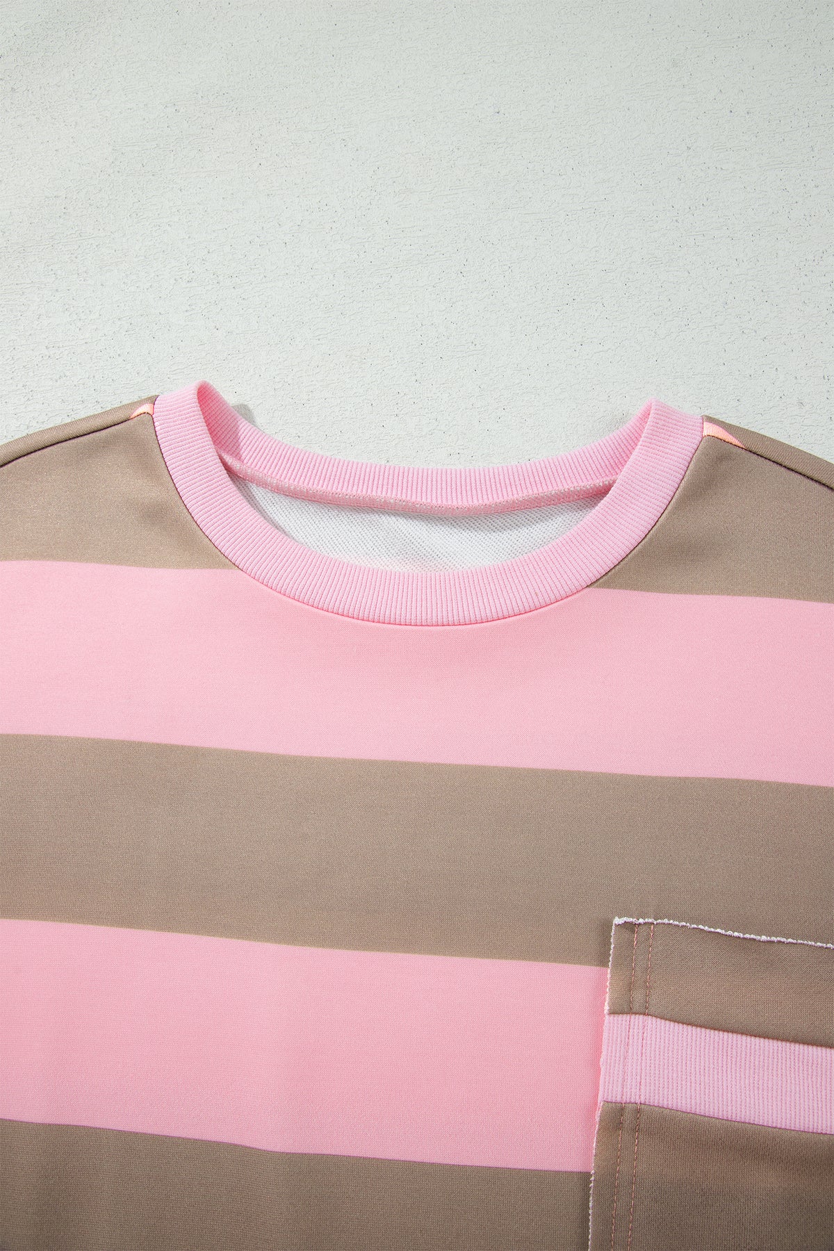 Pink Stripe Striped Colorblock Patch Pocket Split Hem Oversized Long Sleeve Sweatshirt PREORDER ETA 3 WEEKS