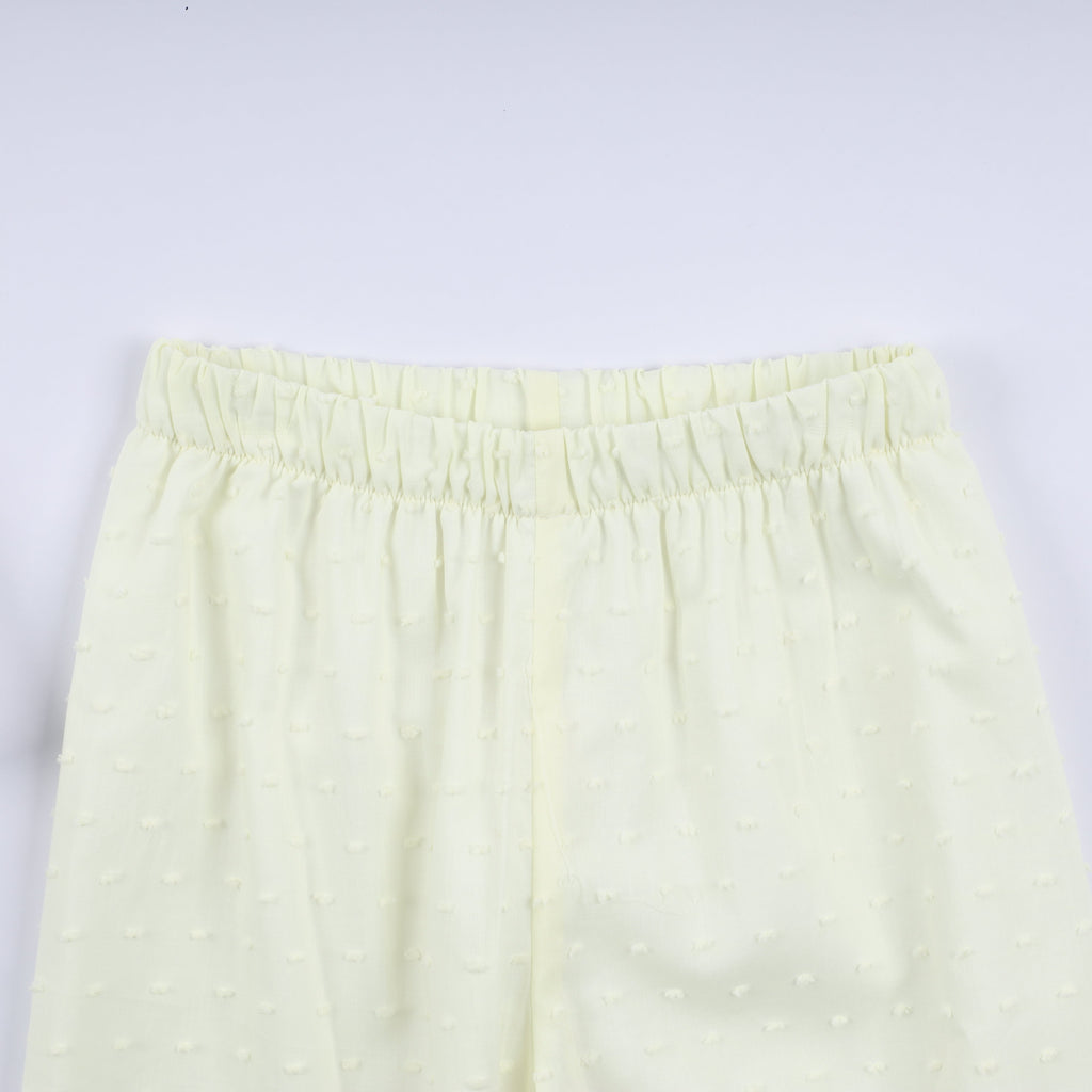 Mustard character hand smocked ruffle pants set