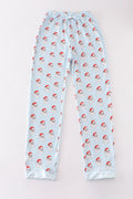 Blue santa print dad pajama pants