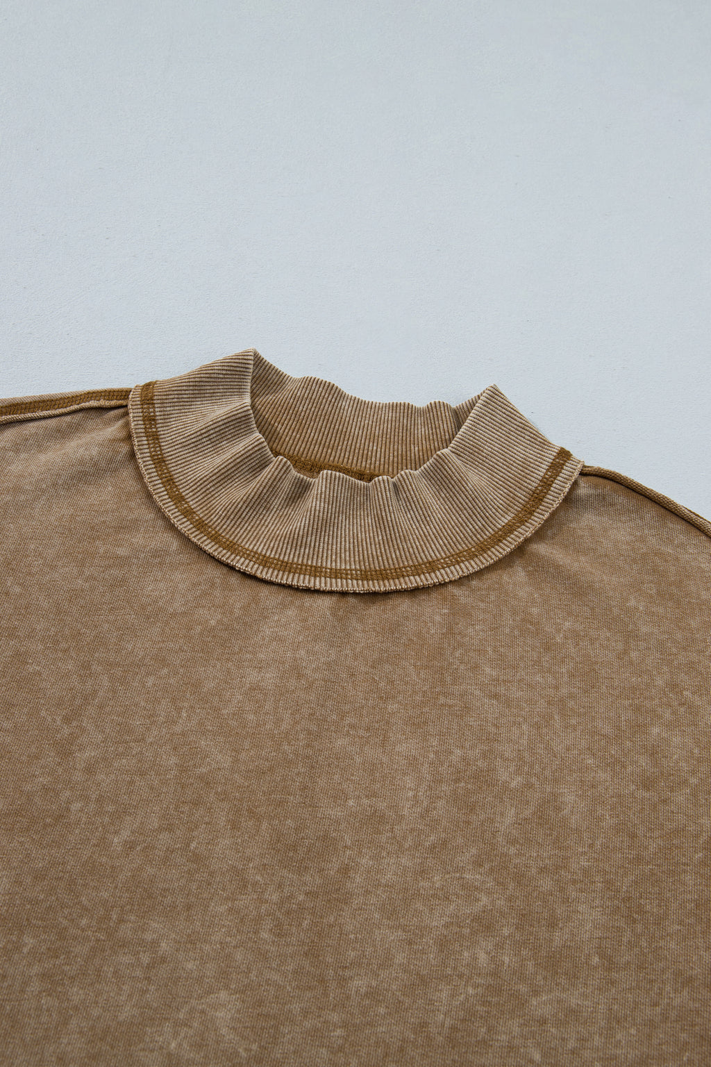 Brown High Neck Long Sleeve Toner Washed Vintage Sweatshirt PREORDER ETA 3 WEEKS