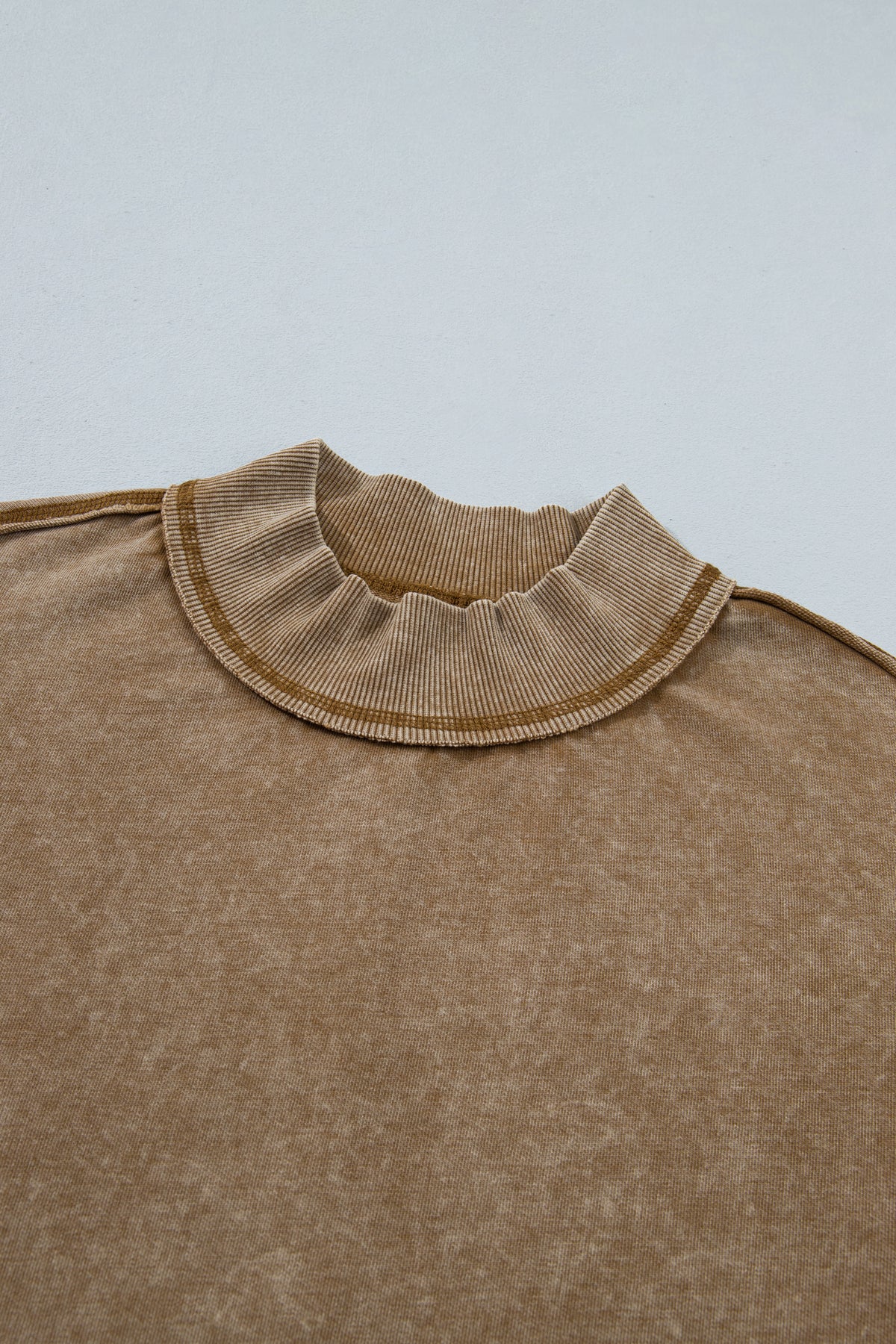 Brown High Neck Long Sleeve Toner Washed Vintage Sweatshirt PREORDER ETA 3 WEEKS