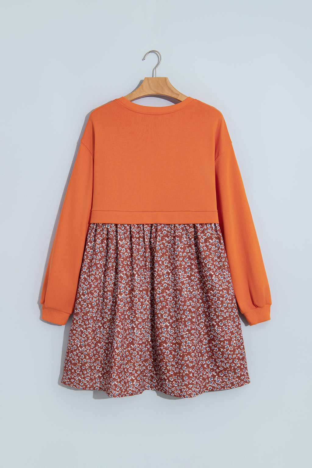 Orange Solid Long Sleeve Top Mini Dress PREORDER ETA 3 WEEKS