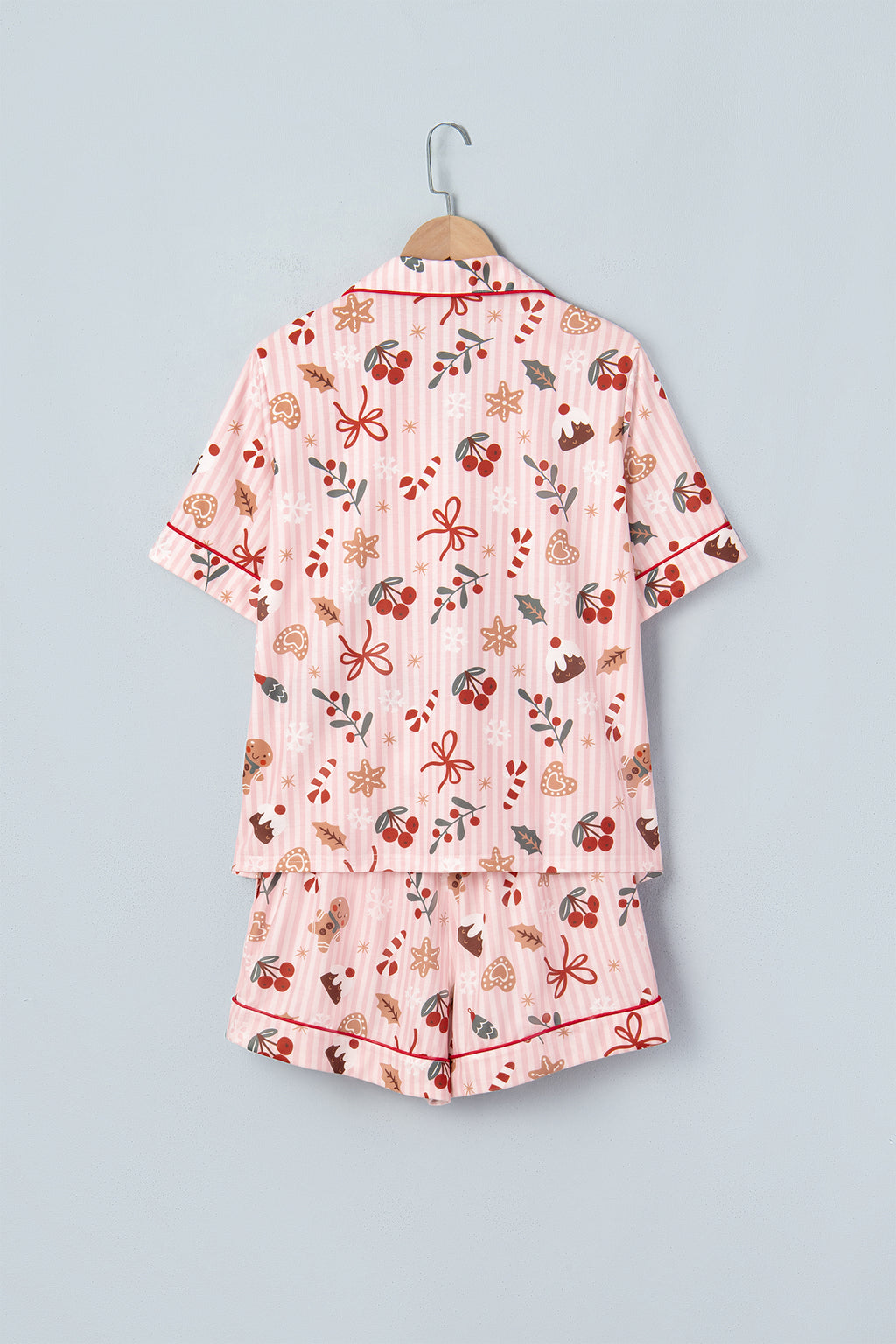 Pink Abstract Christmas Print Short Sleeve Two Piece Lounge Set PREORDER ETA 3 WEEKS