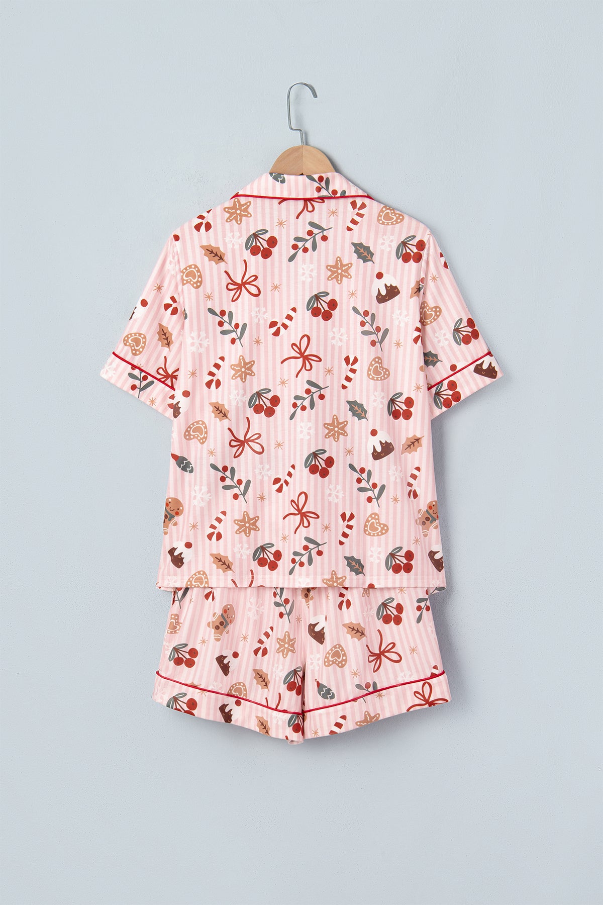 Pink Abstract Christmas Print Short Sleeve Two Piece Lounge Set PREORDER ETA 3 WEEKS