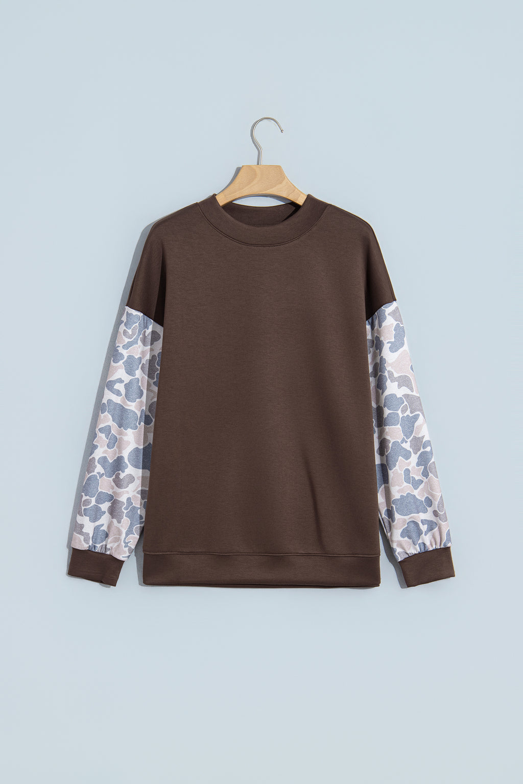 Coffee Camouflage Sleeve Crewneck Baggy Pullover Sweatshirt PREORDER ETA 3 WEEKS
