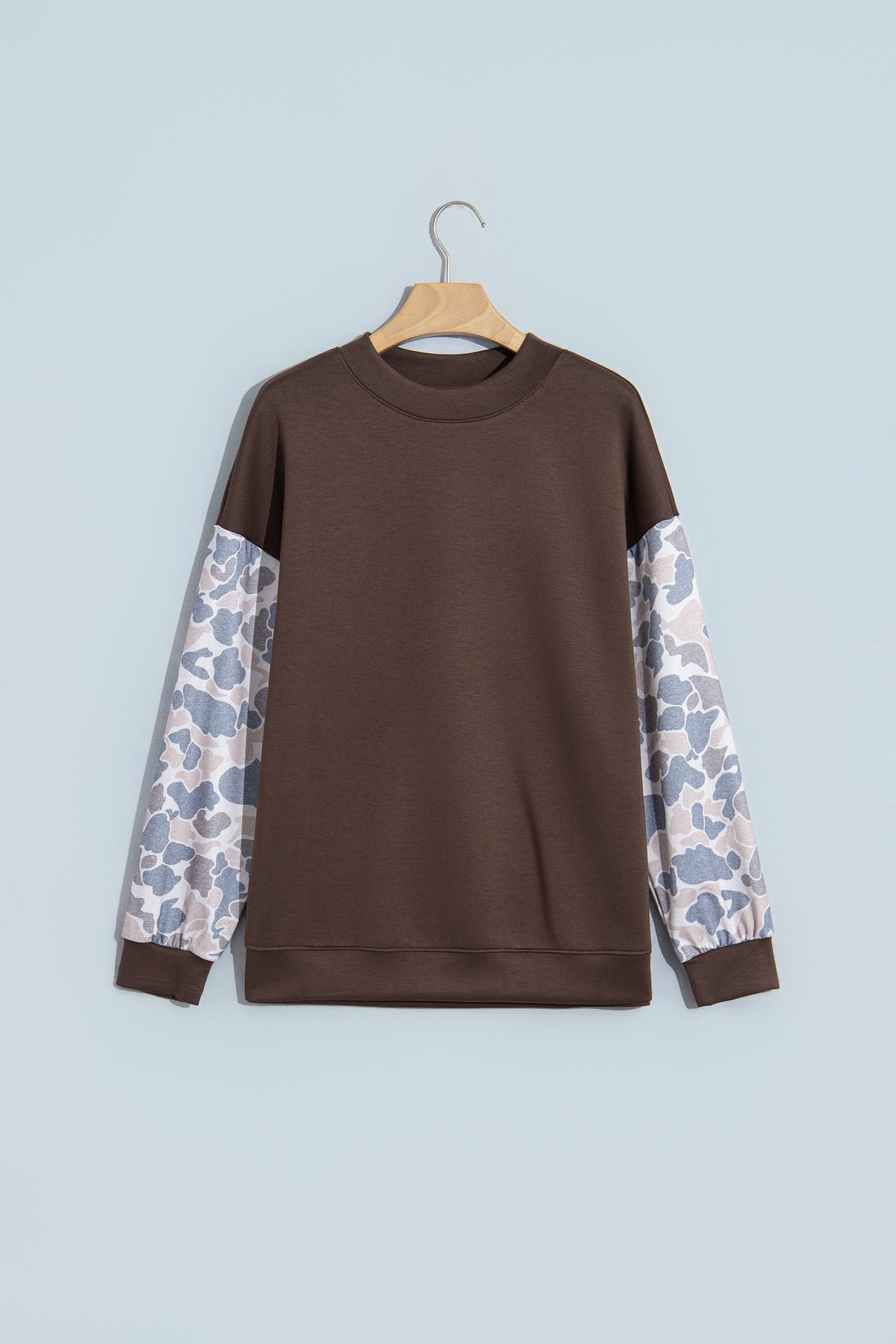 Coffee Camouflage Sleeve Crewneck Baggy Pullover Sweatshirt PREORDER ETA 3 WEEKS