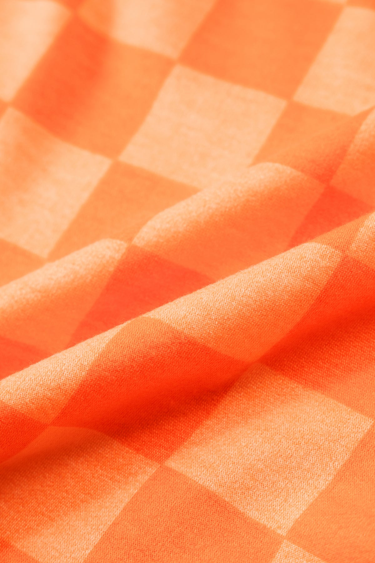 Orange Plaid Checkered Long Sleeve Crop Top Elastic Waist Shorts Two Piece Set PREORDER ETA 3 WEEKS