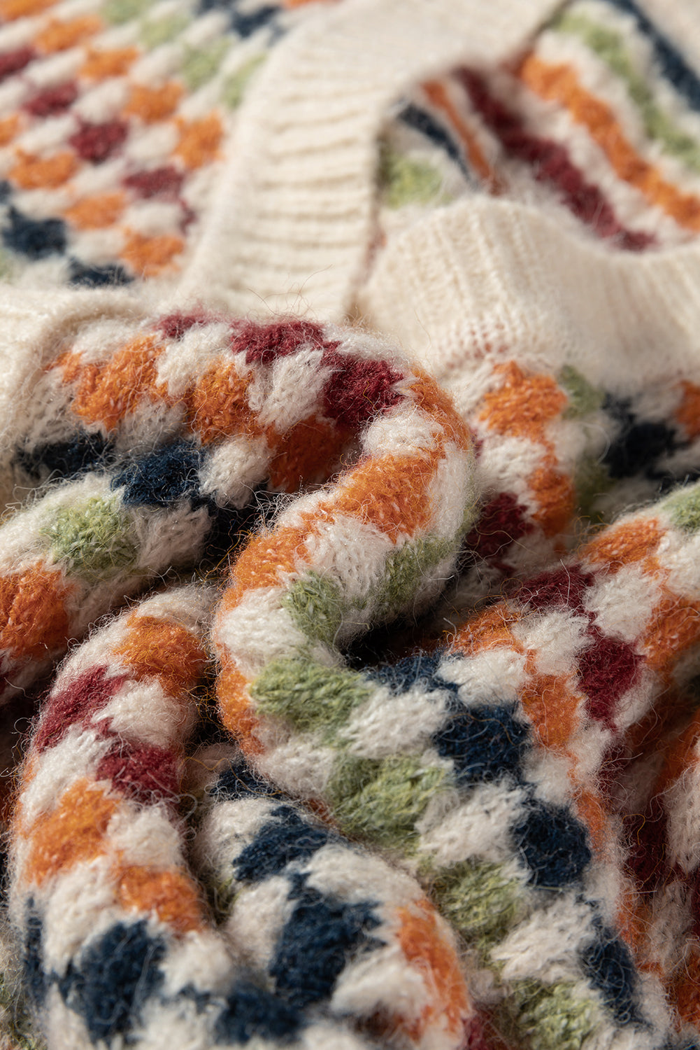 Multicolour Dotty Pattern Knit Button Front V Neck Sweater Cardigan PREORDER ETA 3 WEEKS