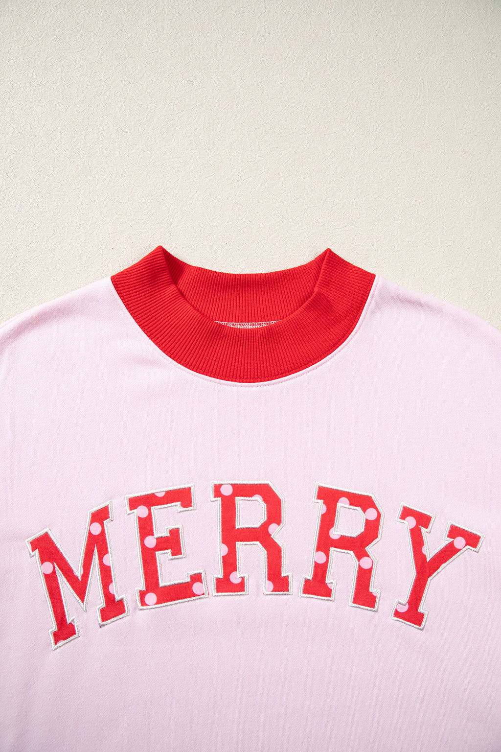 Pink Polka Dot Letter Graphic Colorblock Tunic Sweatshirt PREORDER ETA 3 WEEKS