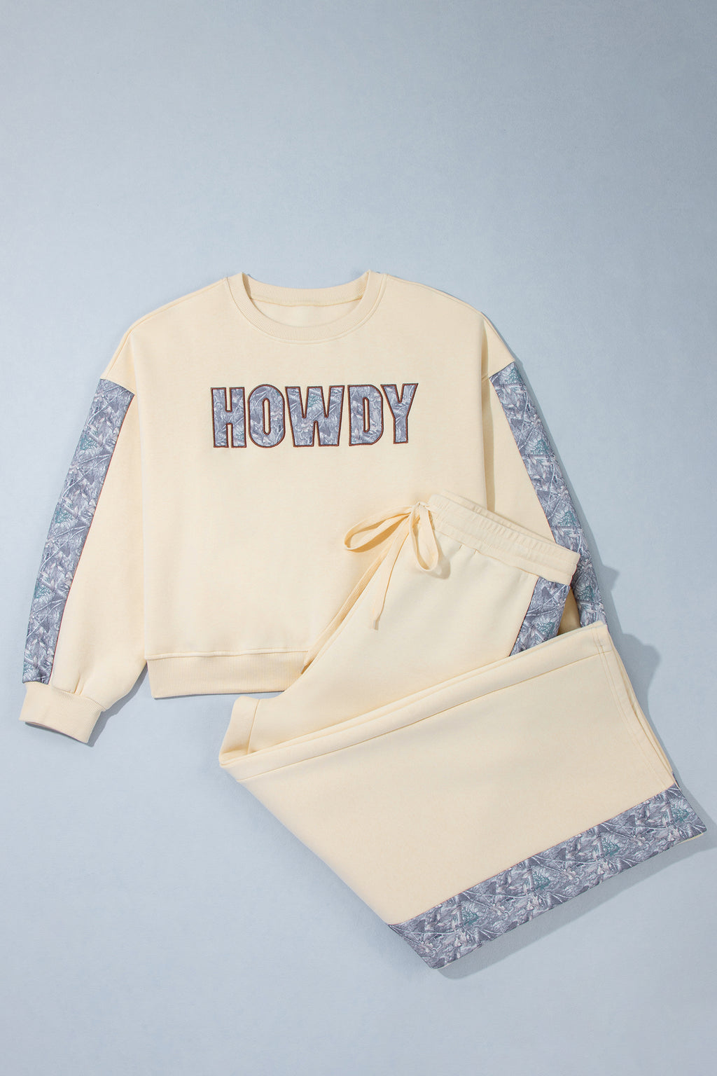 Parchment HOWDY Letter Print Colorblock Side Stripe Long Sleeve Plus Size Set PREORDER ETA 3 WEEKS
