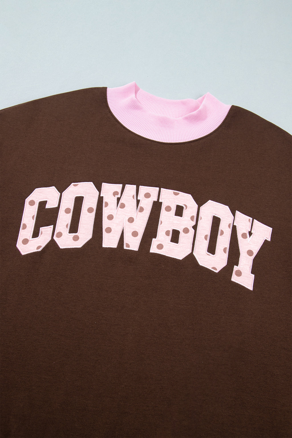 Coffee Polka Dot Letter Graphic Colorblock Tunic Sweatshirt PREORDER ETA 3 WEEKS