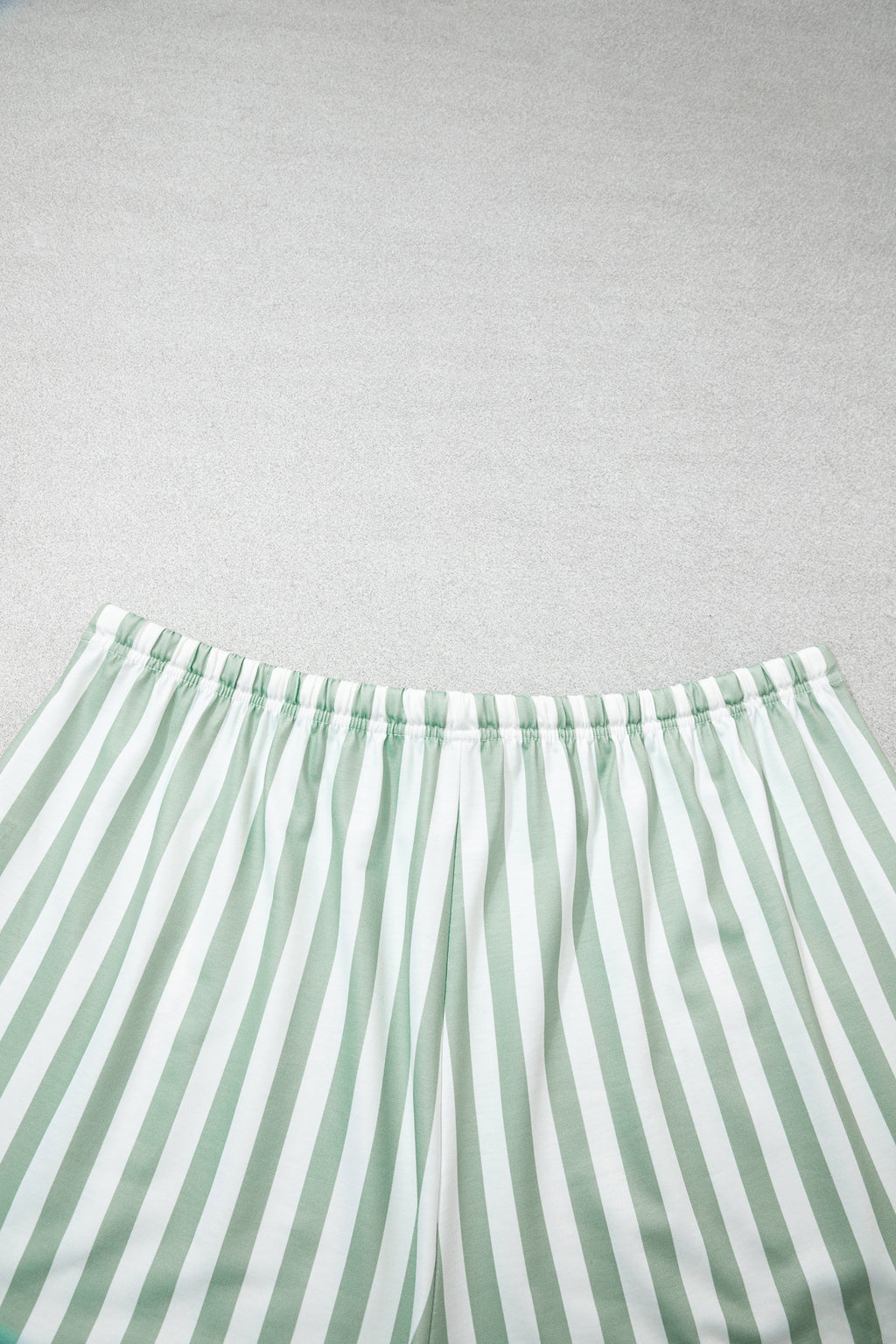 Green Striped Patchwork V Neck Two Piece Shorts Plus Size Set PREORDER ETA 3 WEEKS
