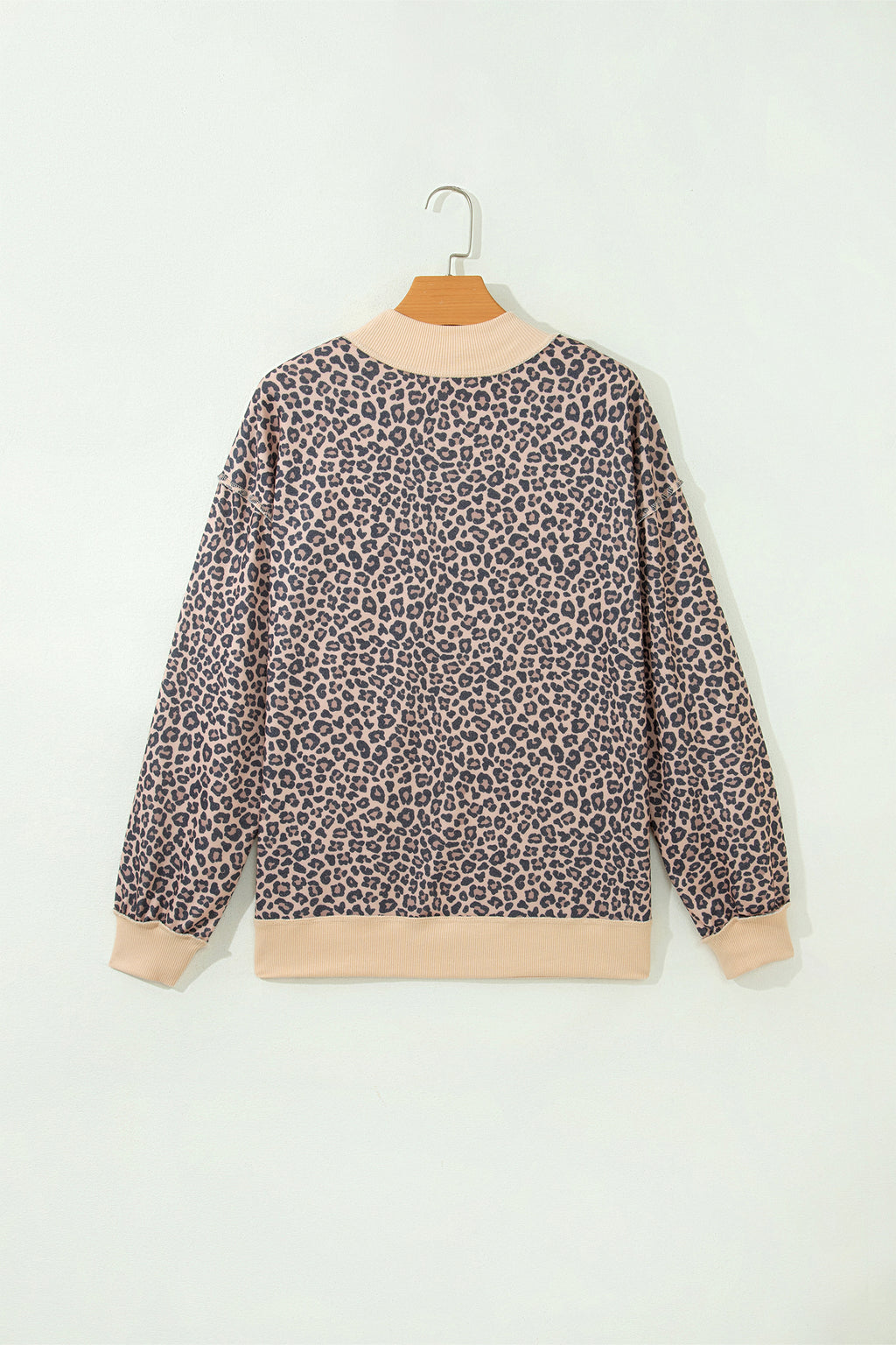 Multicolour Plus Size Leopard Print Ribbed Color Block Mock Neck Tunic Sweatshirt PREORDER ETA 3 WEEKS